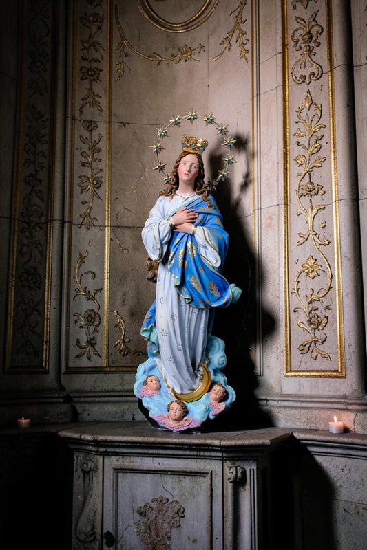 Handmade Assumption Virgin Mary Statue 40cm Catholic Home Altar Figurine