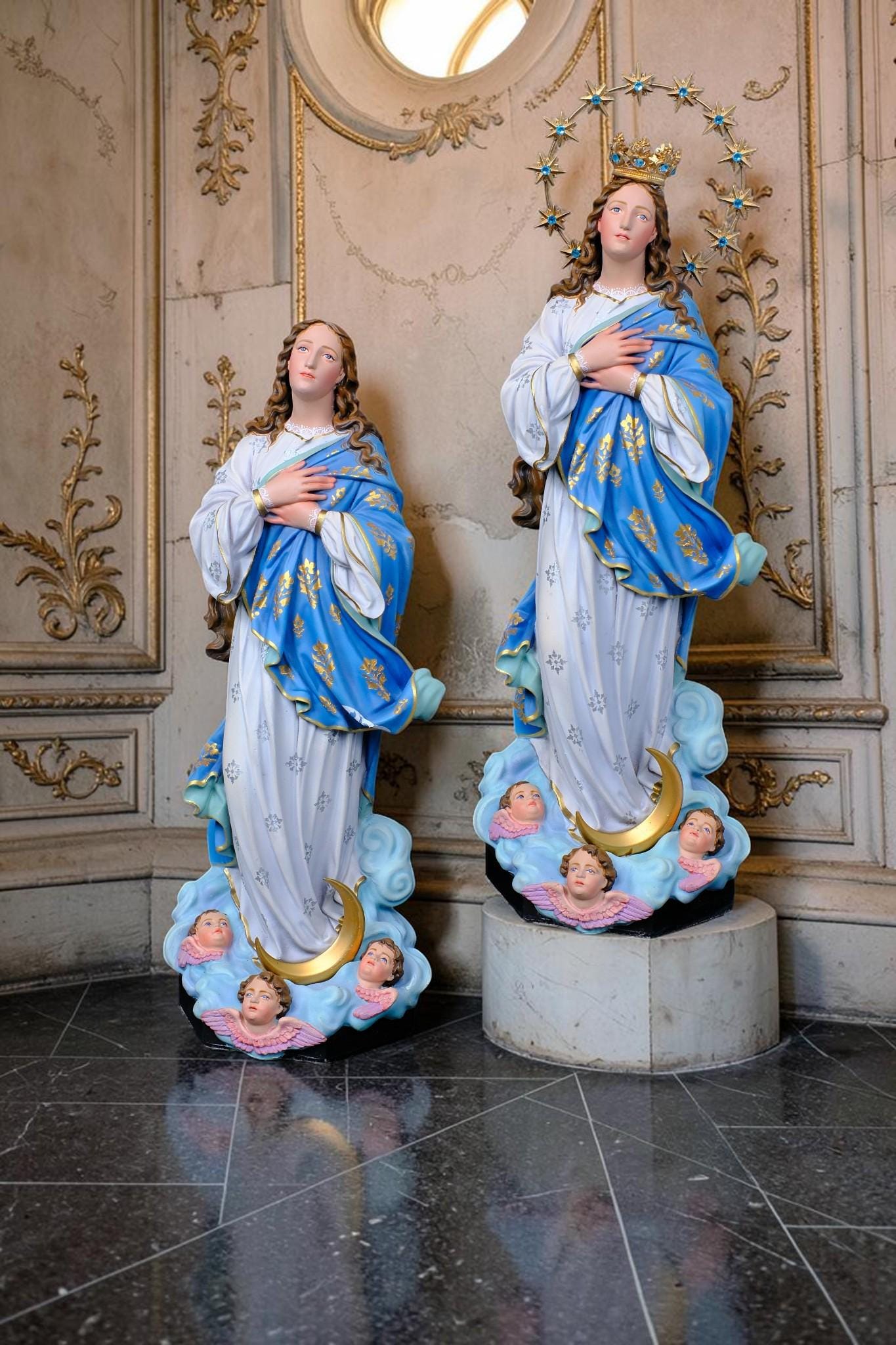 Handmade Assumption Virgin Mary Statue 40cm Catholic Home Altar Figurine