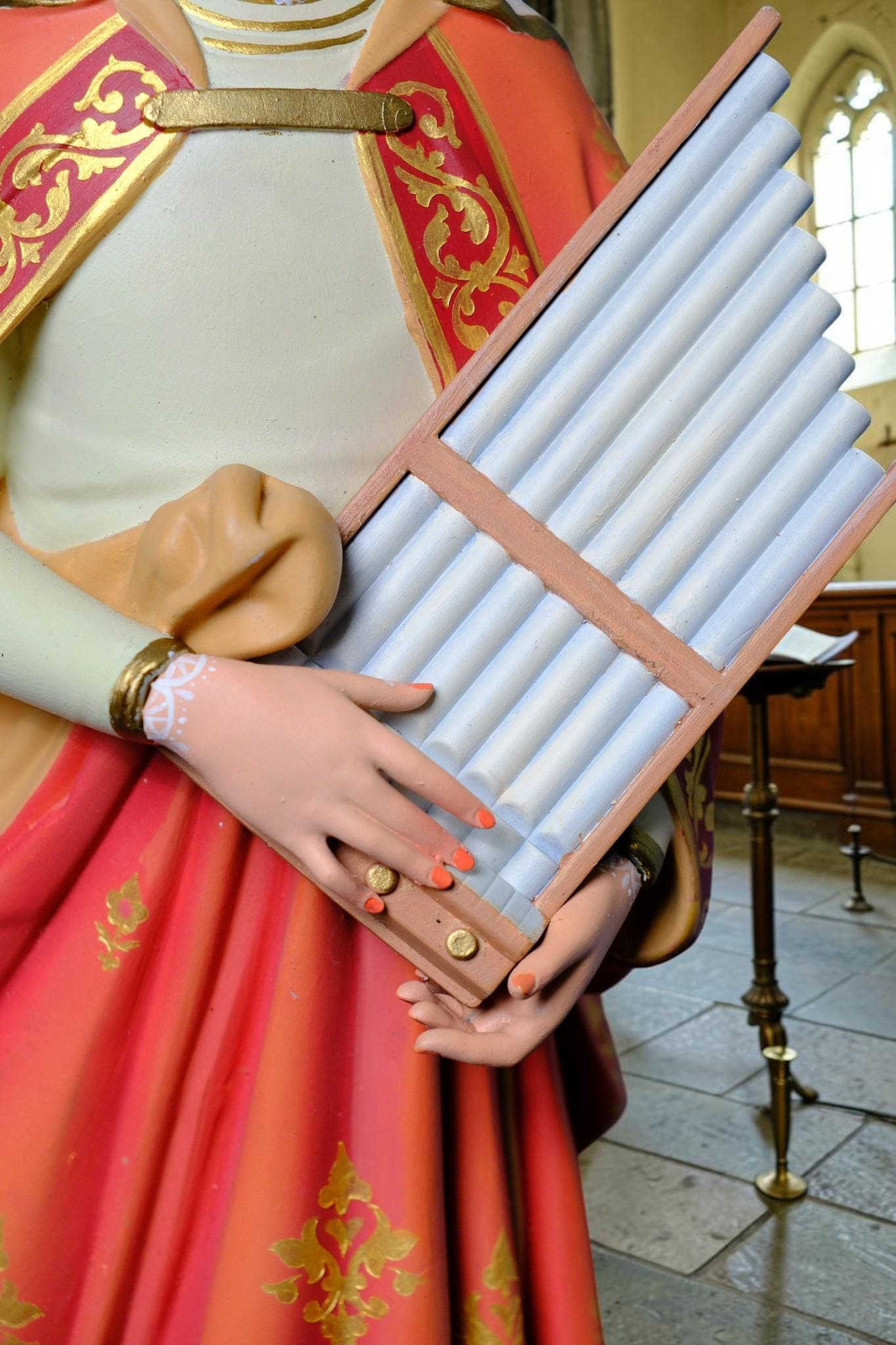 Saint Cecilia Statue, Hand-Painted Stone Resin Catholic Figurine for Home Altar & Music Lovers (40cm)