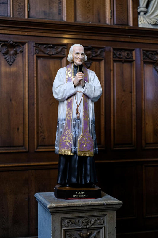 Handmade St John Mary Vianney Statue 37cm Catholic Saint Figurine Curé of Ars Priest Statue Religious Home Altar Catholic Gift