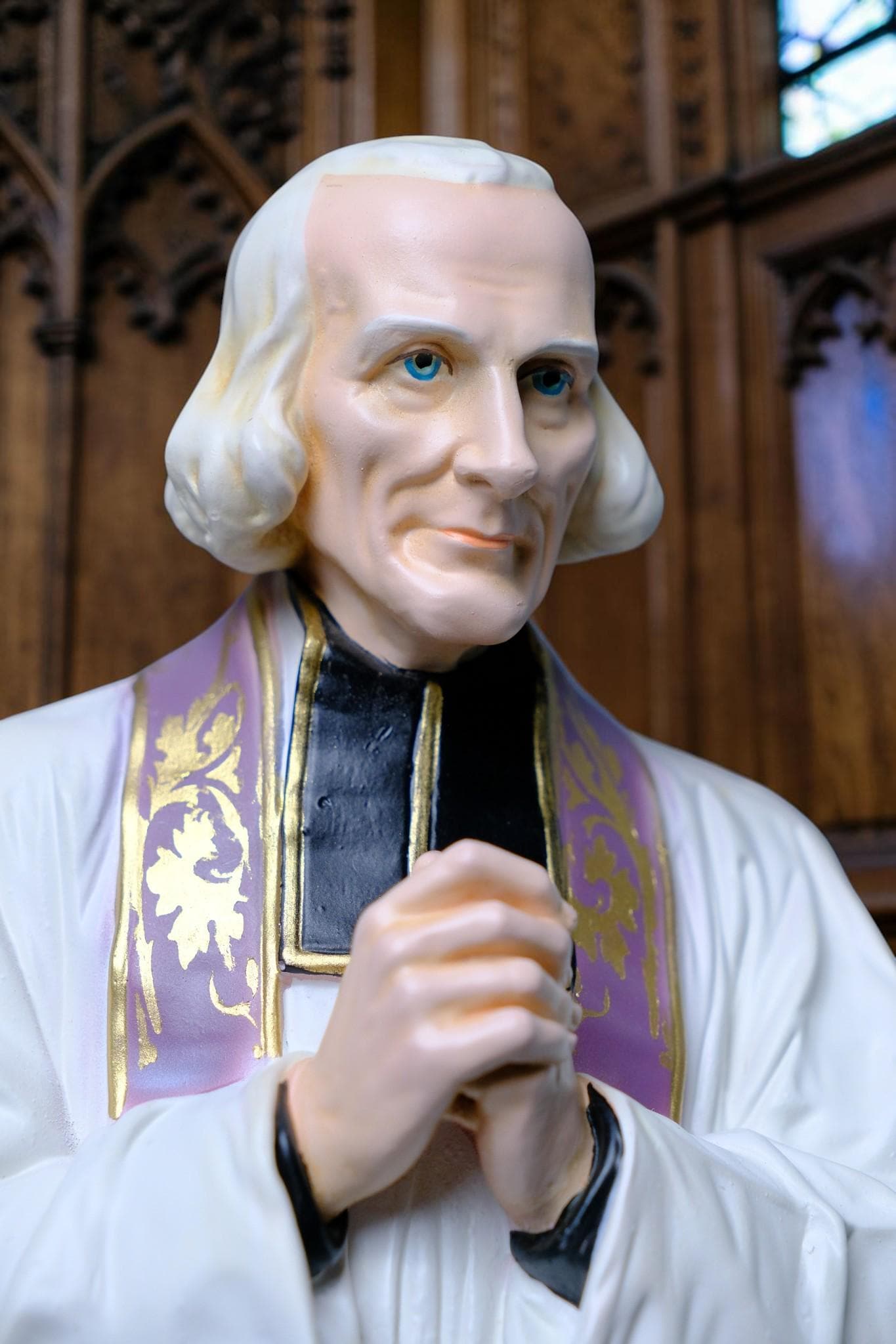 Handmade St John Mary Vianney Statue 37cm Catholic Saint Figurine Curé of Ars Priest Statue Religious Home Altar Catholic Gift