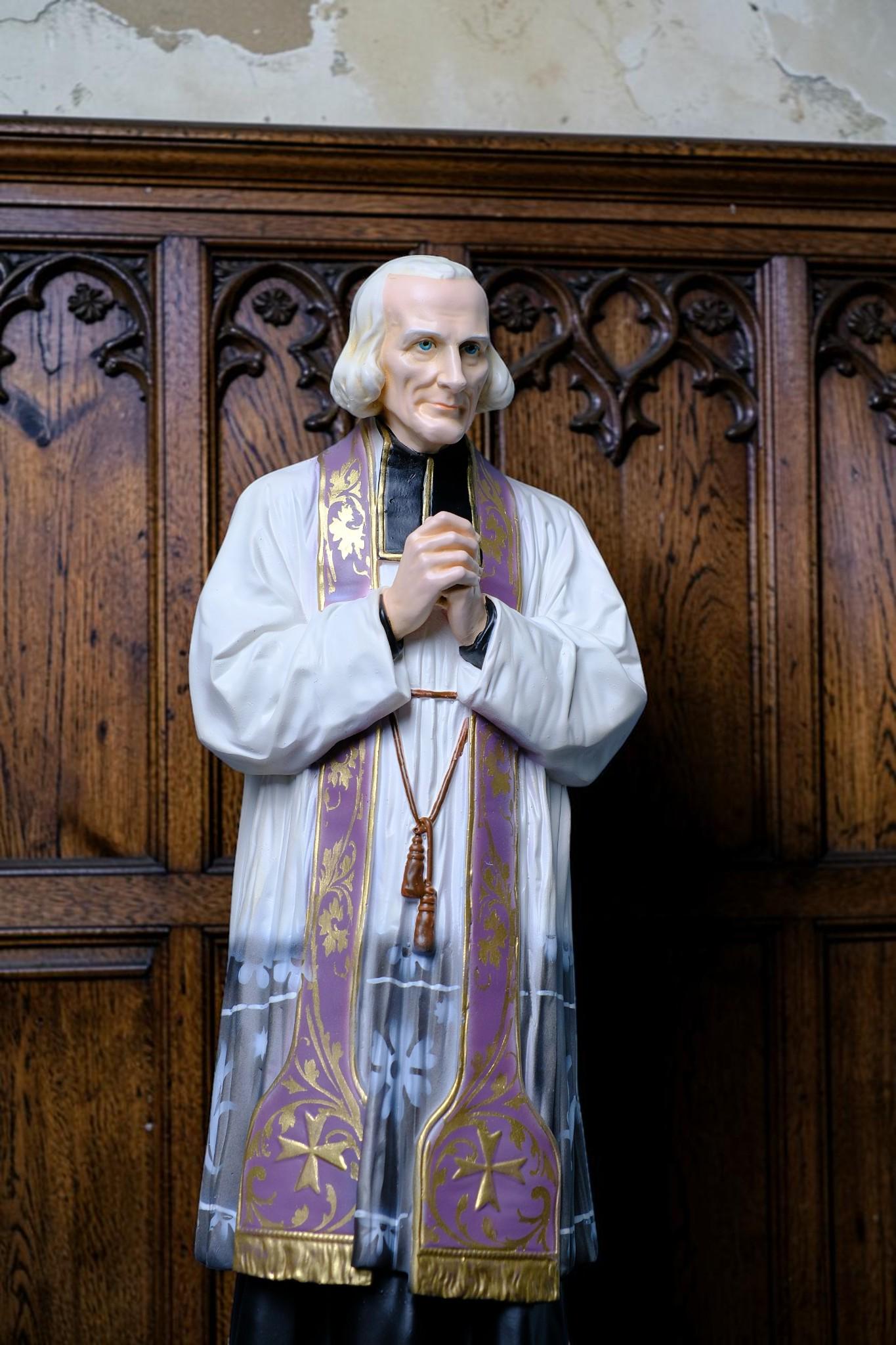 Handmade St John Mary Vianney Statue 37cm Catholic Saint Figurine Curé of Ars Priest Statue Religious Home Altar Catholic Gift