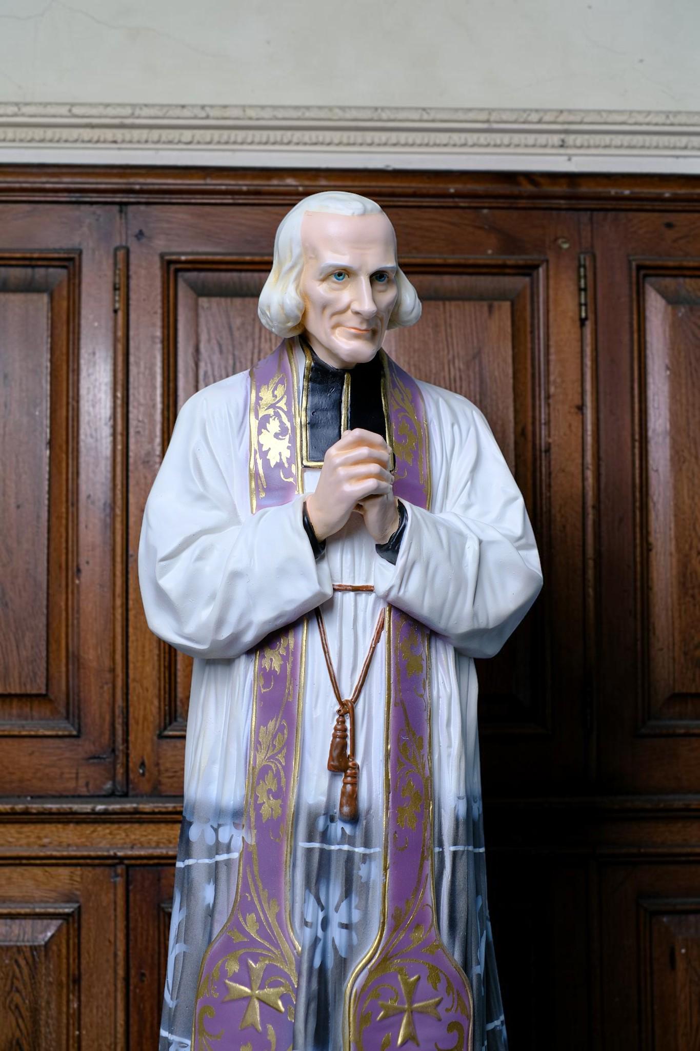 Handmade St John Mary Vianney Statue 37cm Catholic Saint Figurine Curé of Ars Priest Statue Religious Home Altar Catholic Gift