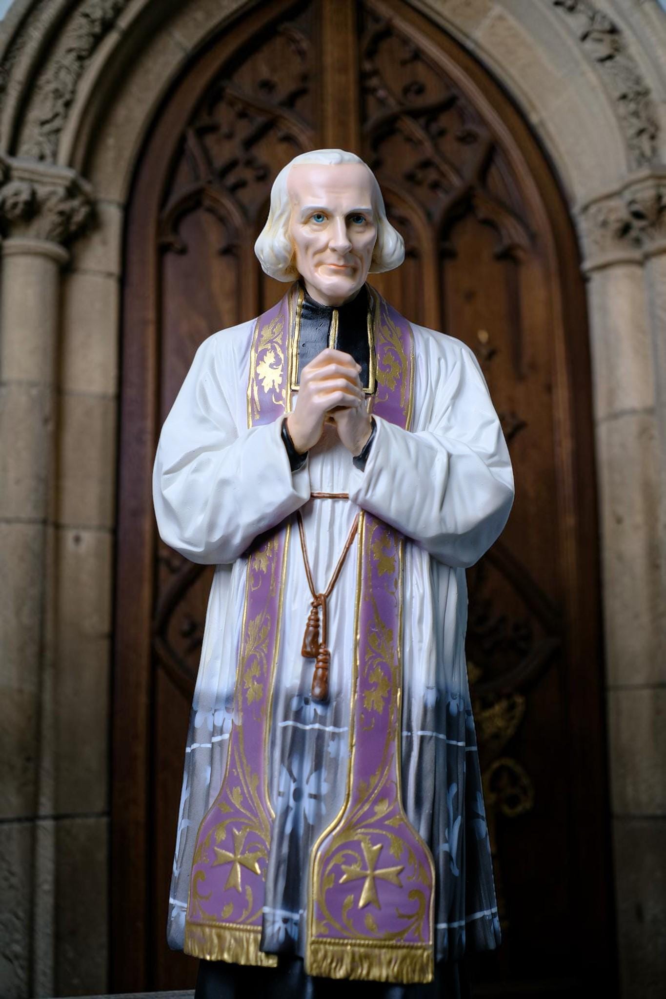 Handmade St John Mary Vianney Statue 37cm Catholic Saint Figurine Curé of Ars Priest Statue Religious Home Altar Catholic Gift