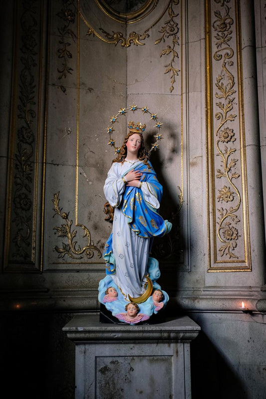 Handmade Assumption Virgin Mary Statue 40cm Catholic Home Altar Figurine