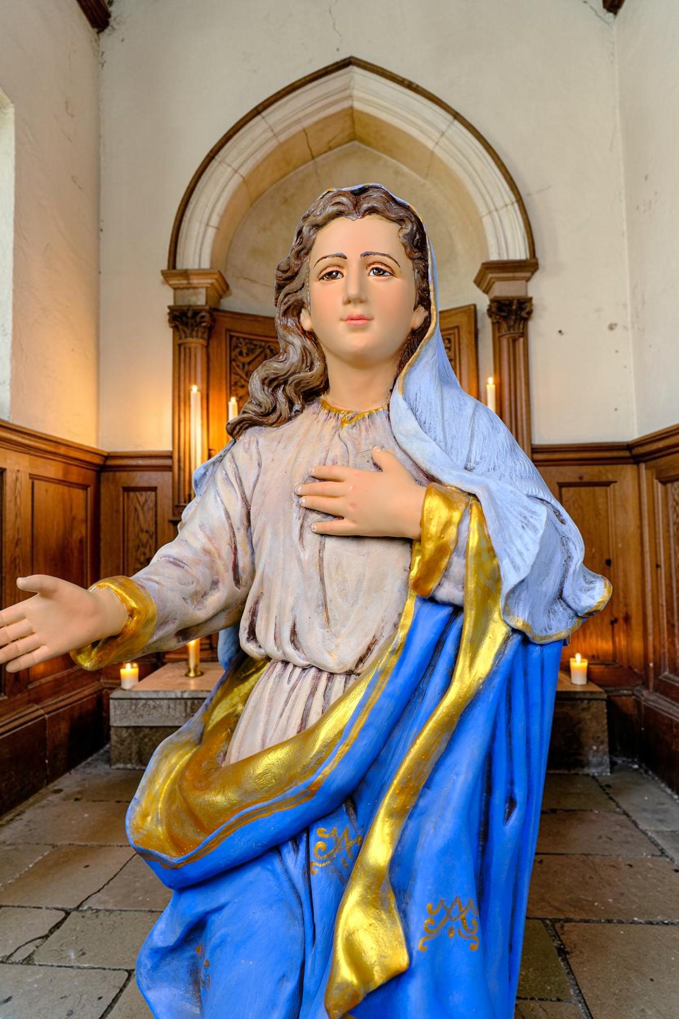 Hand-Painted Assumption of Mary Statue, Ornate Stone Resin Catholic Home Altar Decor, Marian Religious Figurine (50cm)