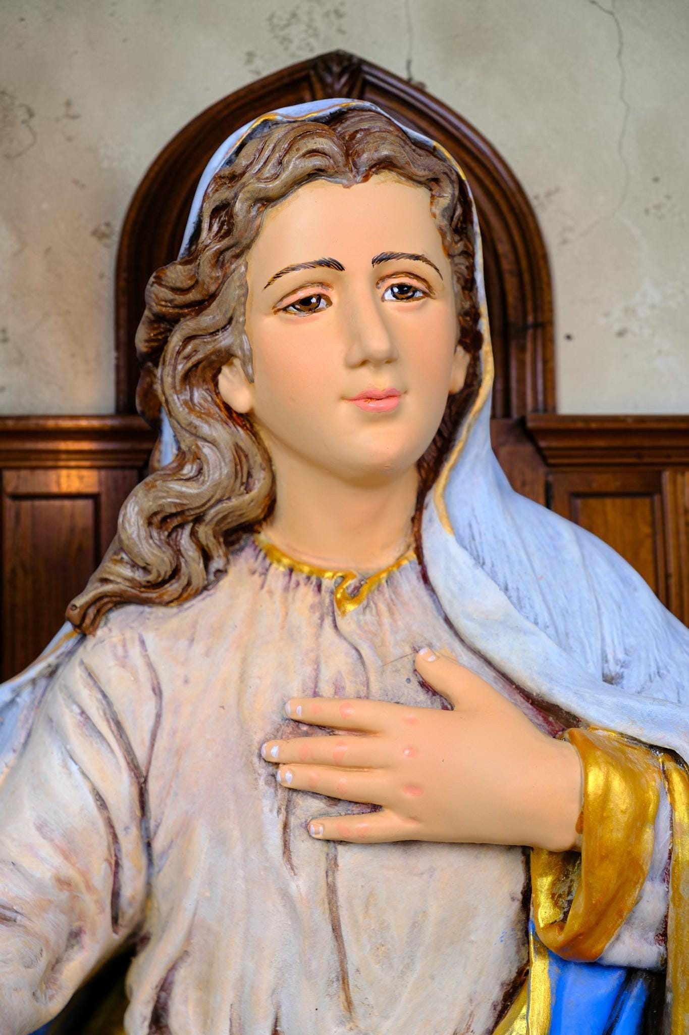 Hand-Painted Assumption of Mary Statue, Ornate Stone Resin Catholic Home Altar Decor, Marian Religious Figurine (50cm)