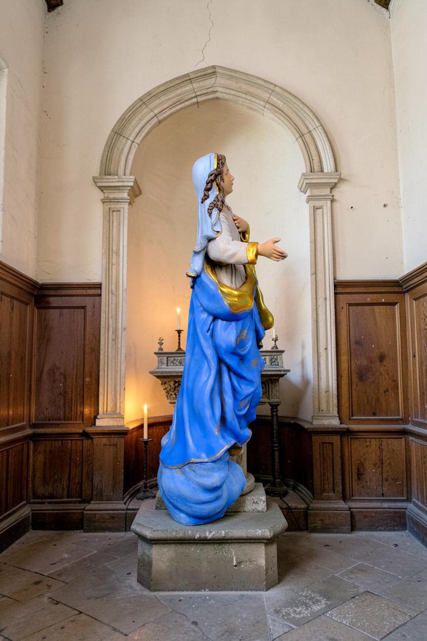Hand-Painted Assumption of Mary Statue, Ornate Stone Resin Catholic Home Altar Decor, Marian Religious Figurine (50cm)