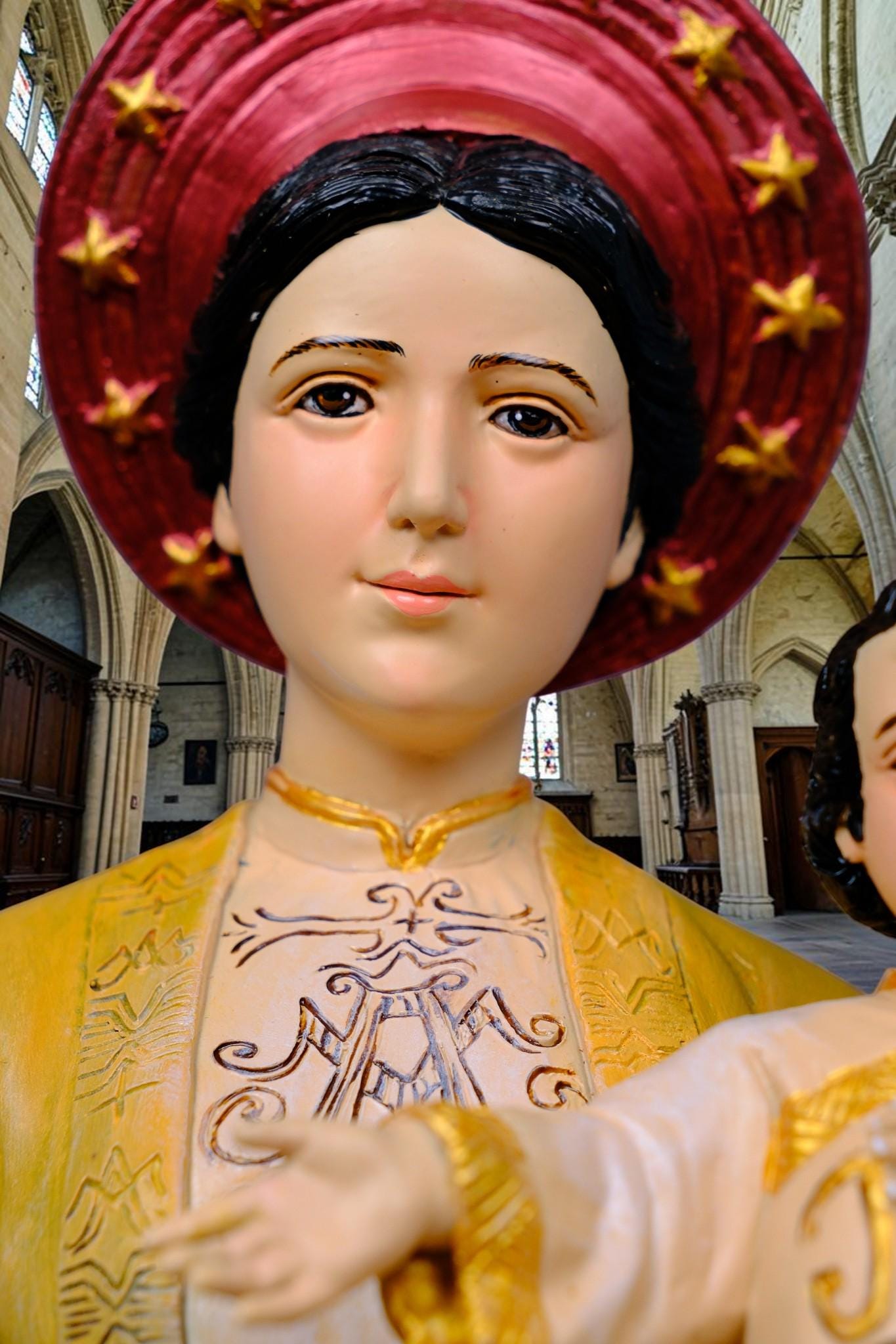 Our Lady of La Vang Statue, Hand-Painted Stone Resin Catholic Figurine, Marian Home Altar Decor (60cm)