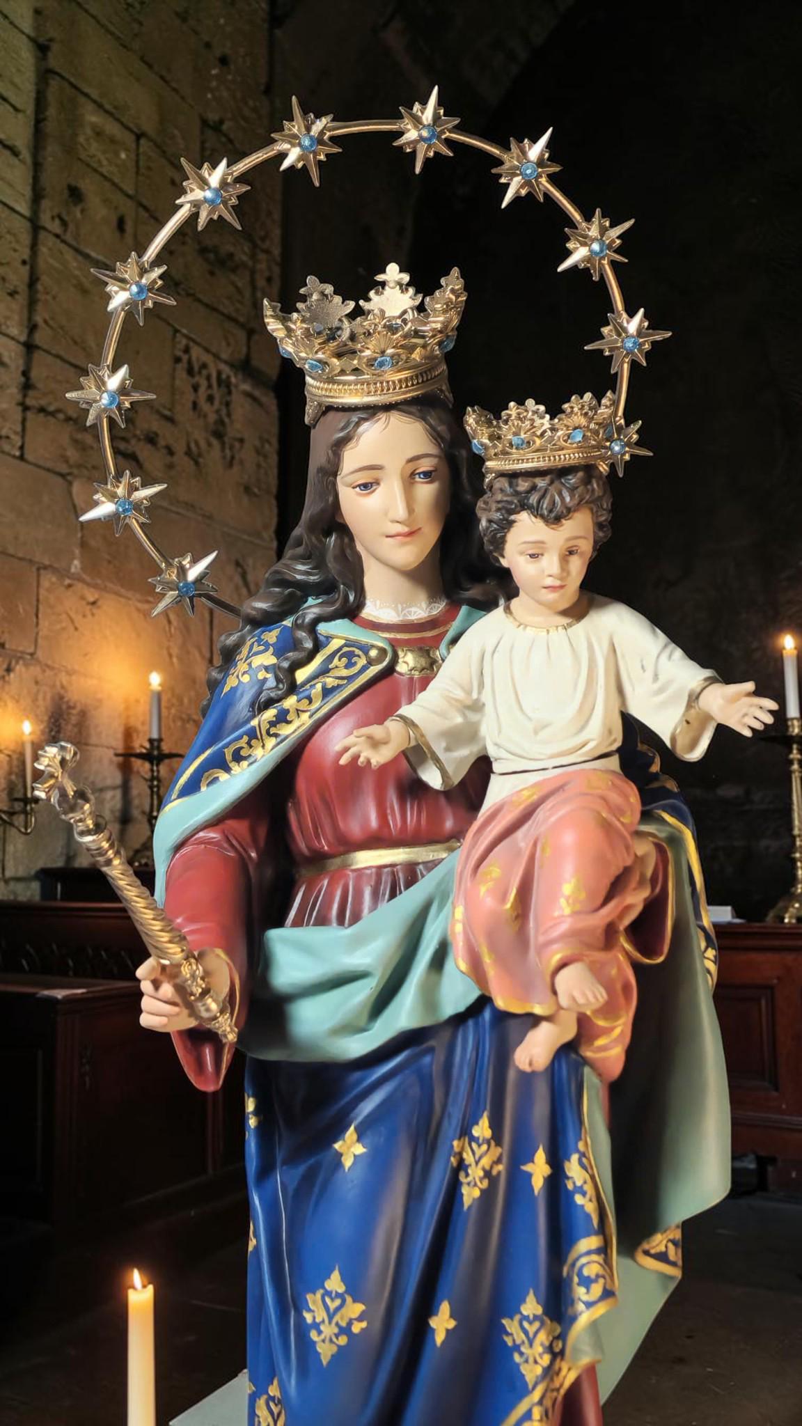 Our Lady Help of Christians Statue, 50cm Virgin Mary with Child Jesus Catholic Decor