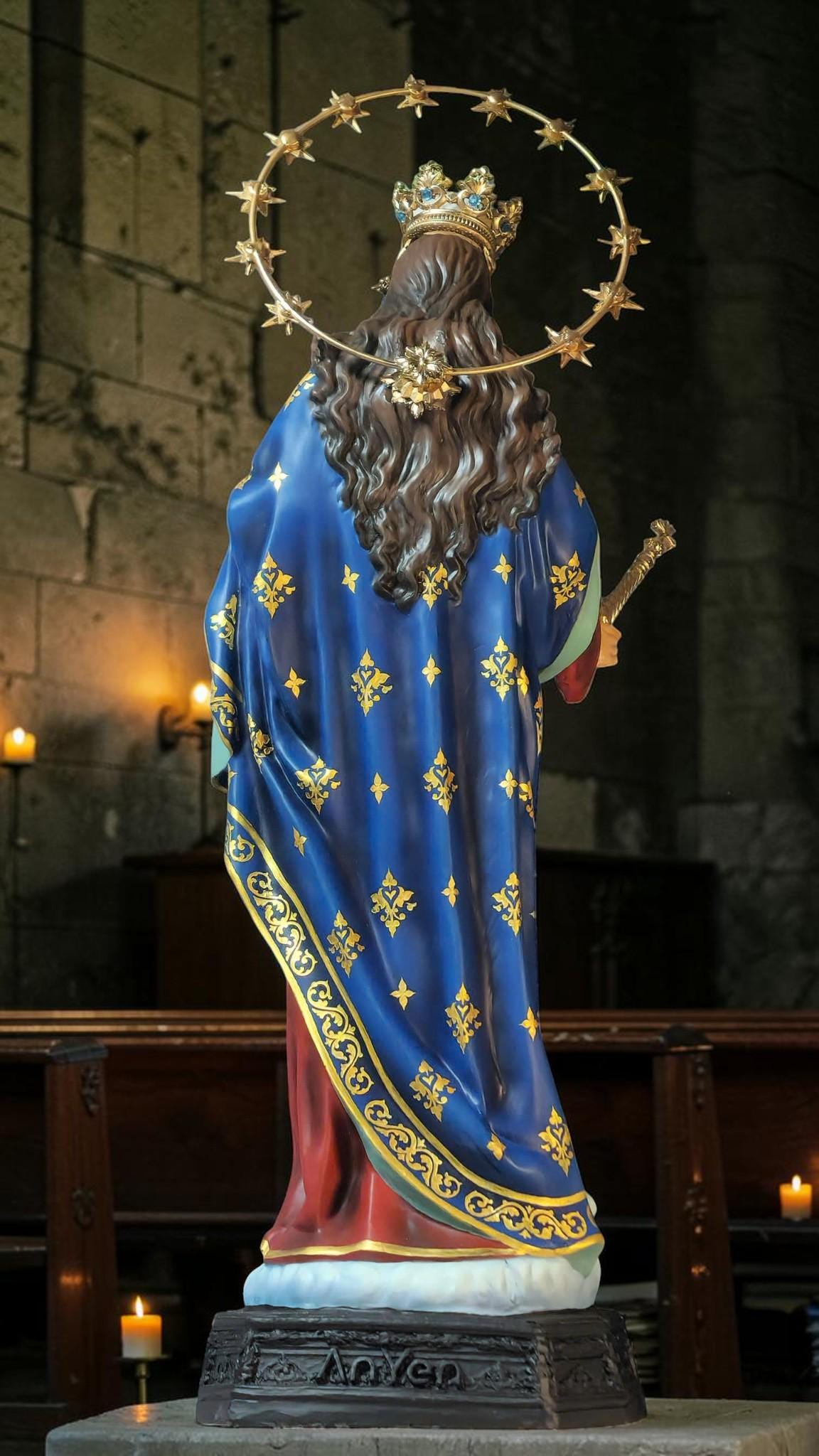Our Lady Help of Christians Statue, 50cm Virgin Mary with Child Jesus Catholic Decor