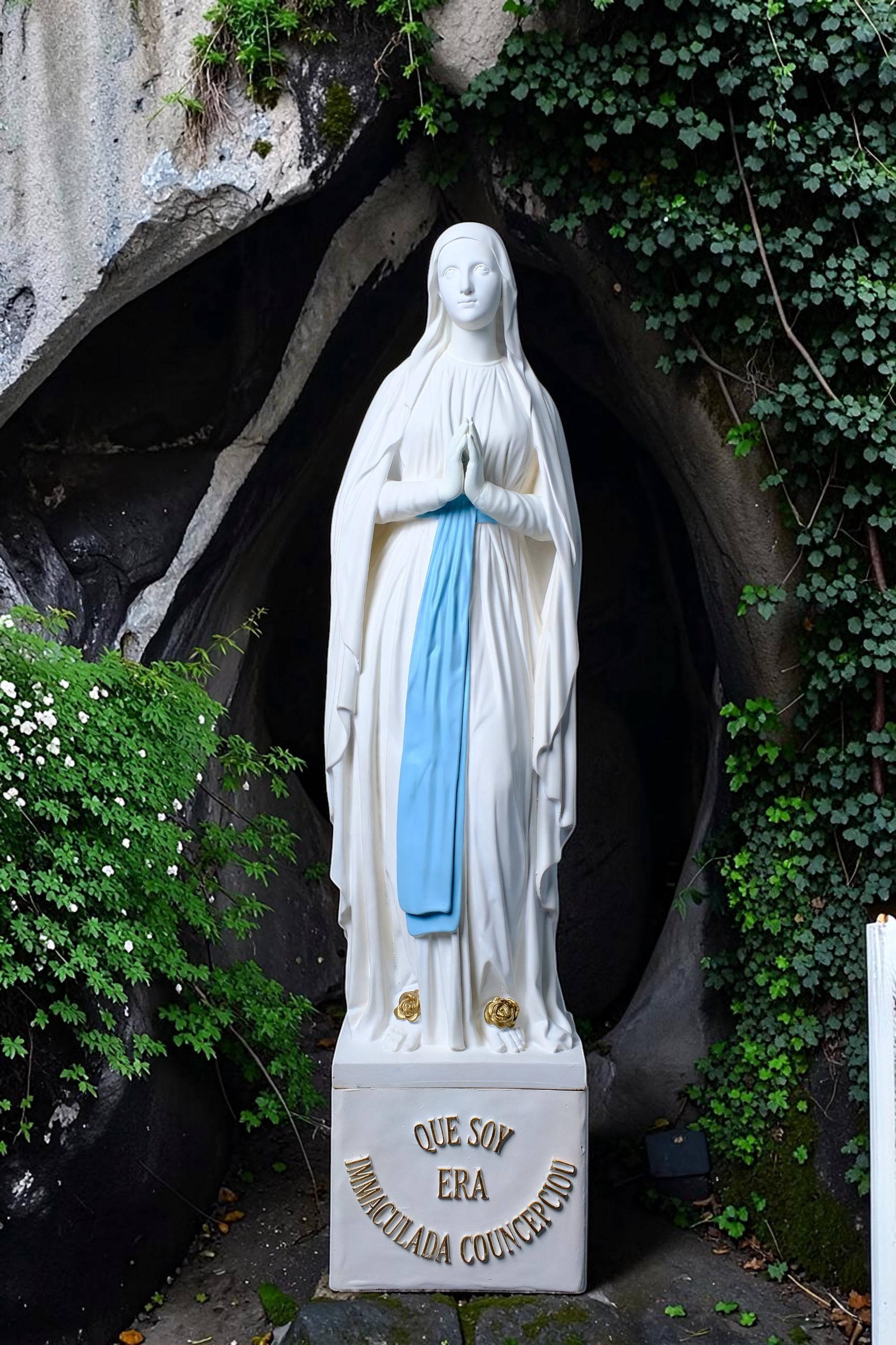 Hand-Painted Our Lady of Lourdes Statue, Catholic Prayer Room Decor (25cm or 60cm)