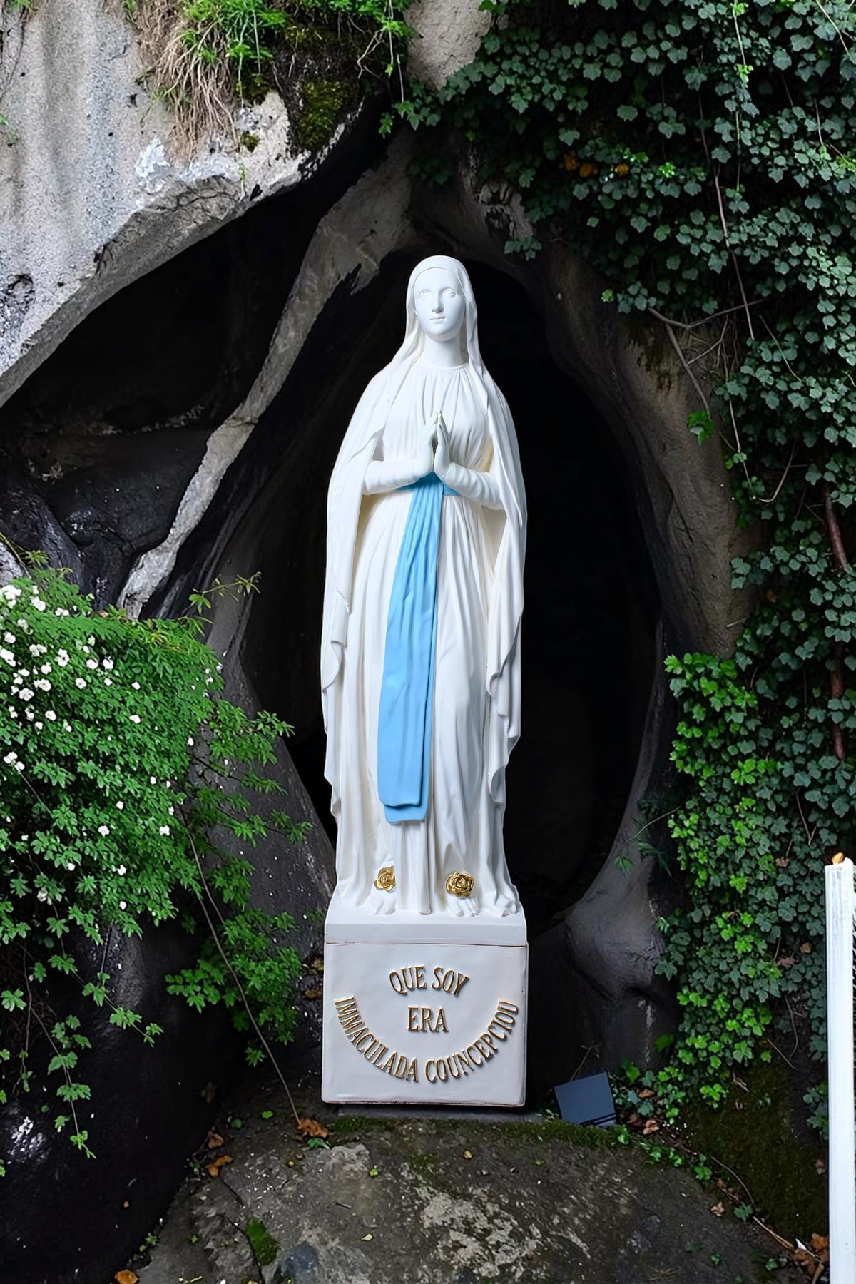 Hand-Painted Our Lady of Lourdes Statue, Catholic Prayer Room Decor (25cm or 60cm)