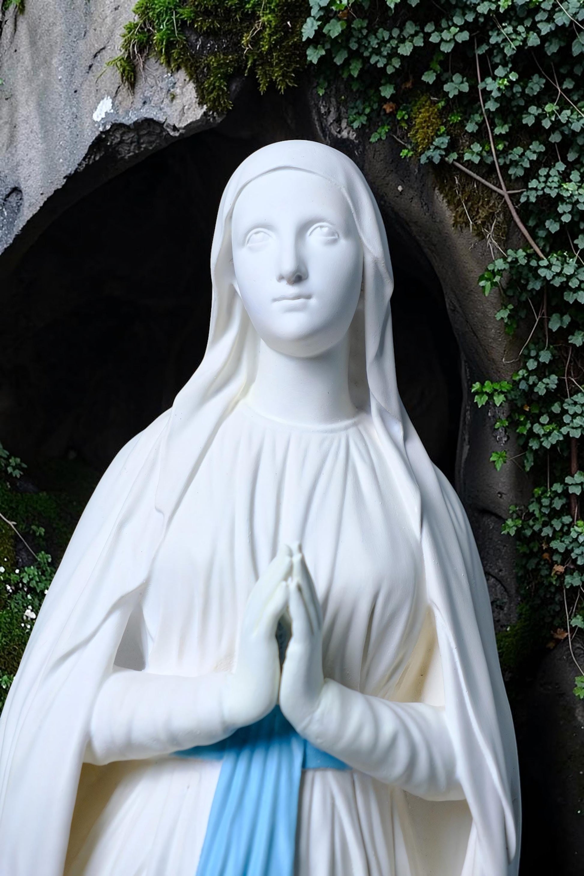 Hand-Painted Our Lady of Lourdes Statue, Catholic Prayer Room Decor (25cm or 60cm)
