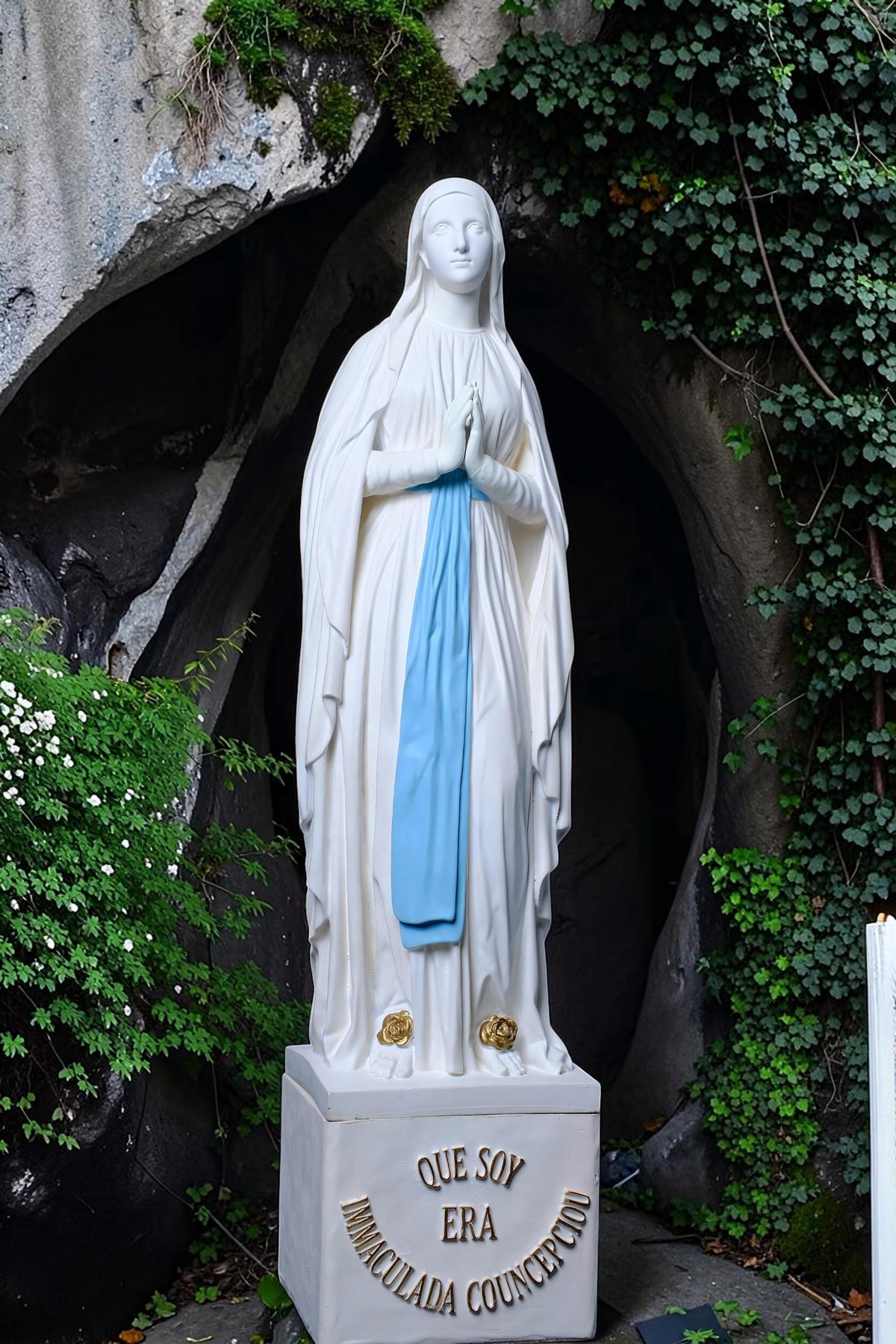 Hand-Painted Our Lady of Lourdes Statue, Catholic Prayer Room Decor (25cm or 60cm)