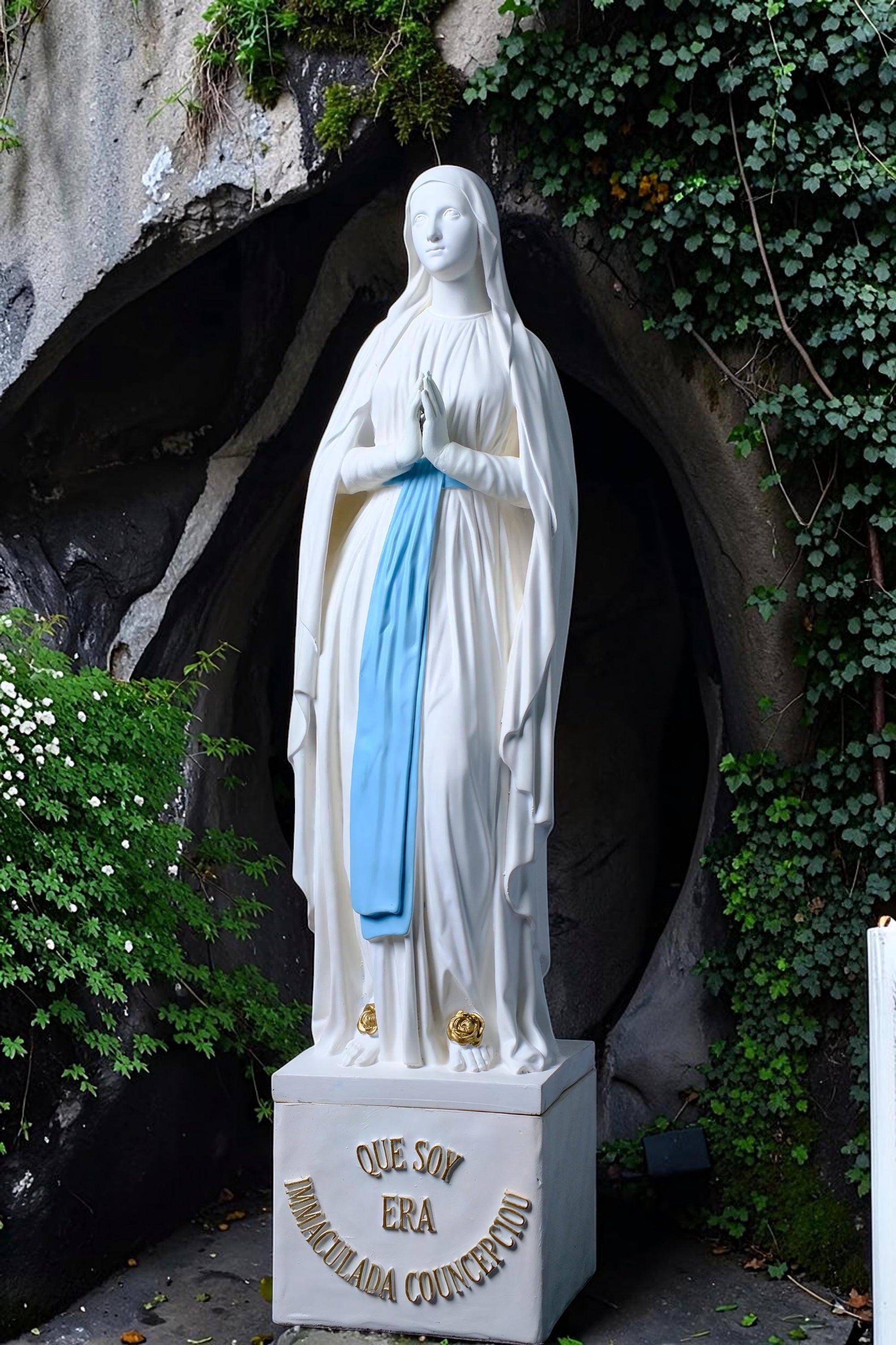Hand-Painted Our Lady of Lourdes Statue, Catholic Prayer Room Decor (25cm or 60cm)