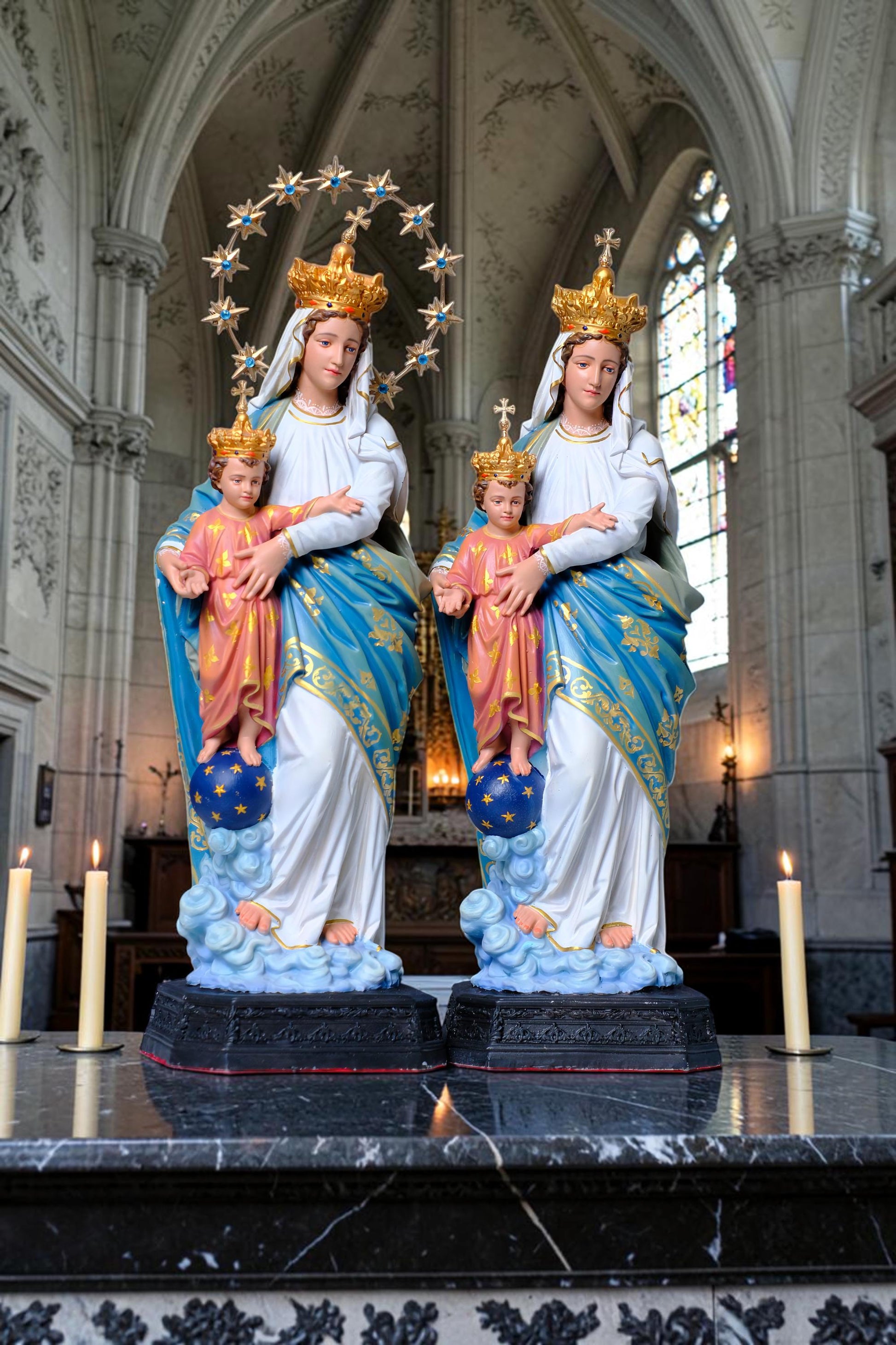 Hand-Painted Our Lady of Victory Statue, 40cm Marian Figurine for Altar Decor