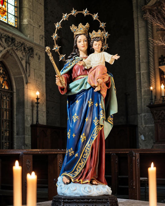 Our Lady Help of Christians Statue, 50cm Virgin Mary with Child Jesus Catholic Decor