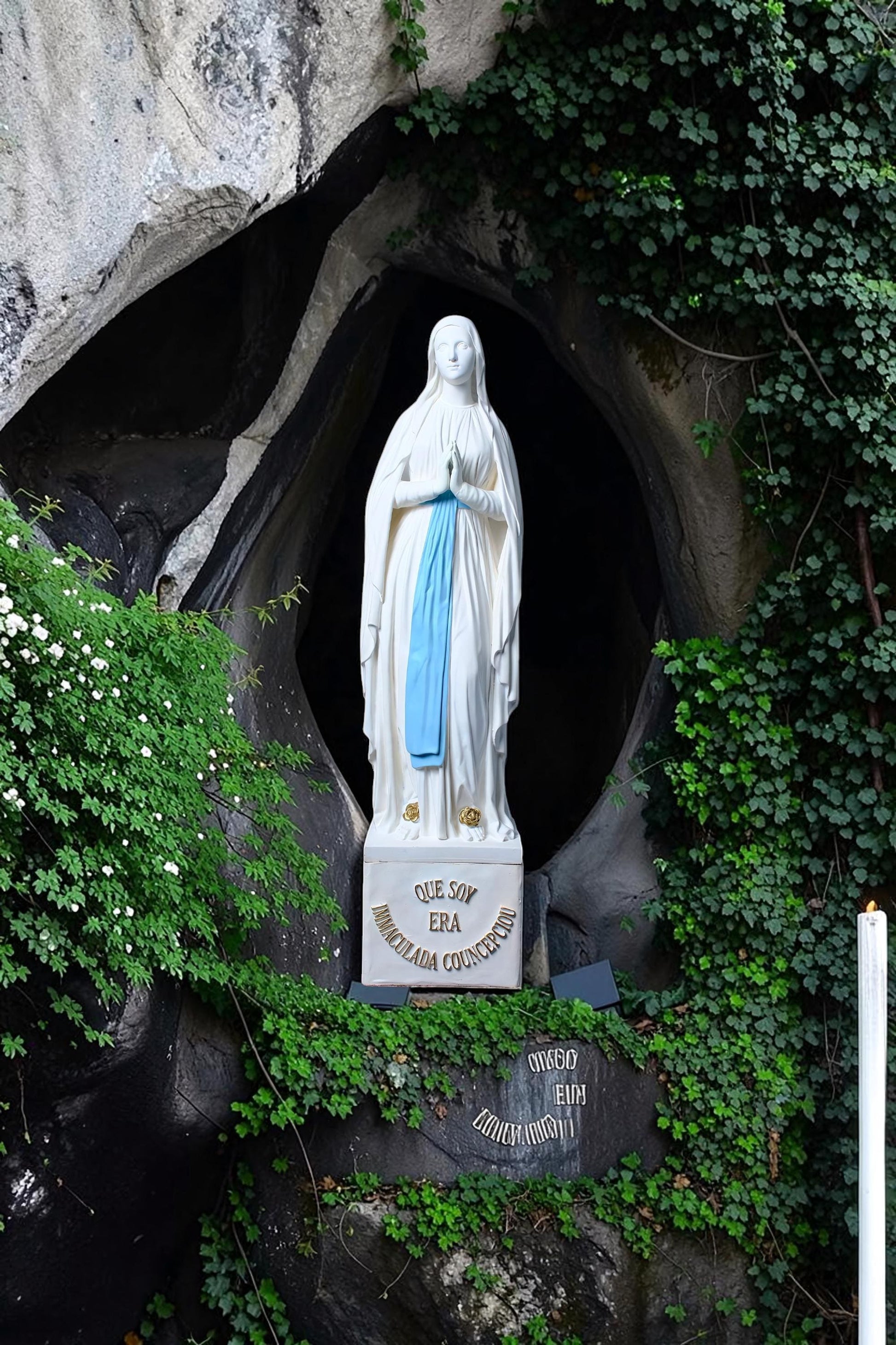 Hand-Painted Our Lady of Lourdes Statue, Catholic Prayer Room Decor (25cm or 60cm)