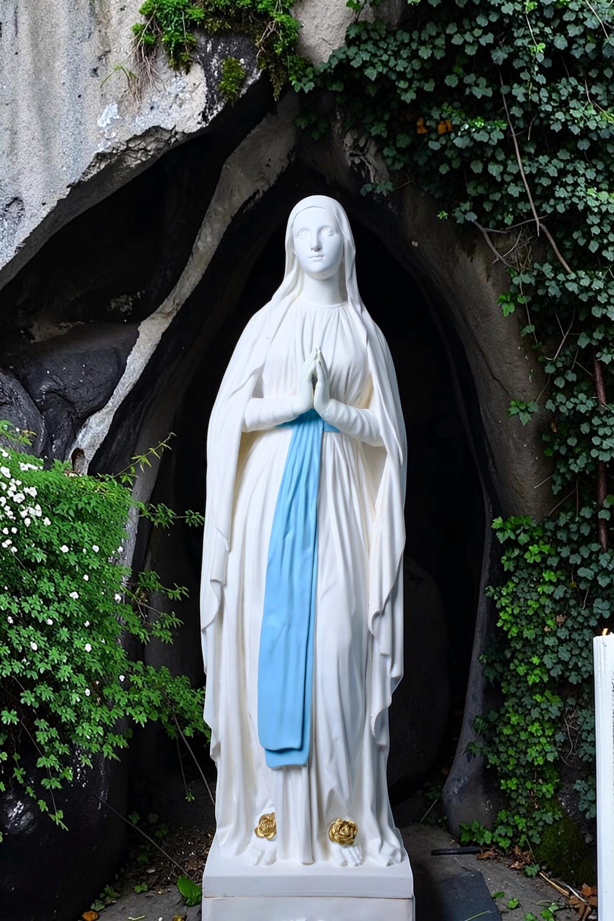 Hand-Painted Our Lady of Lourdes Statue, Catholic Prayer Room Decor (25cm or 60cm)