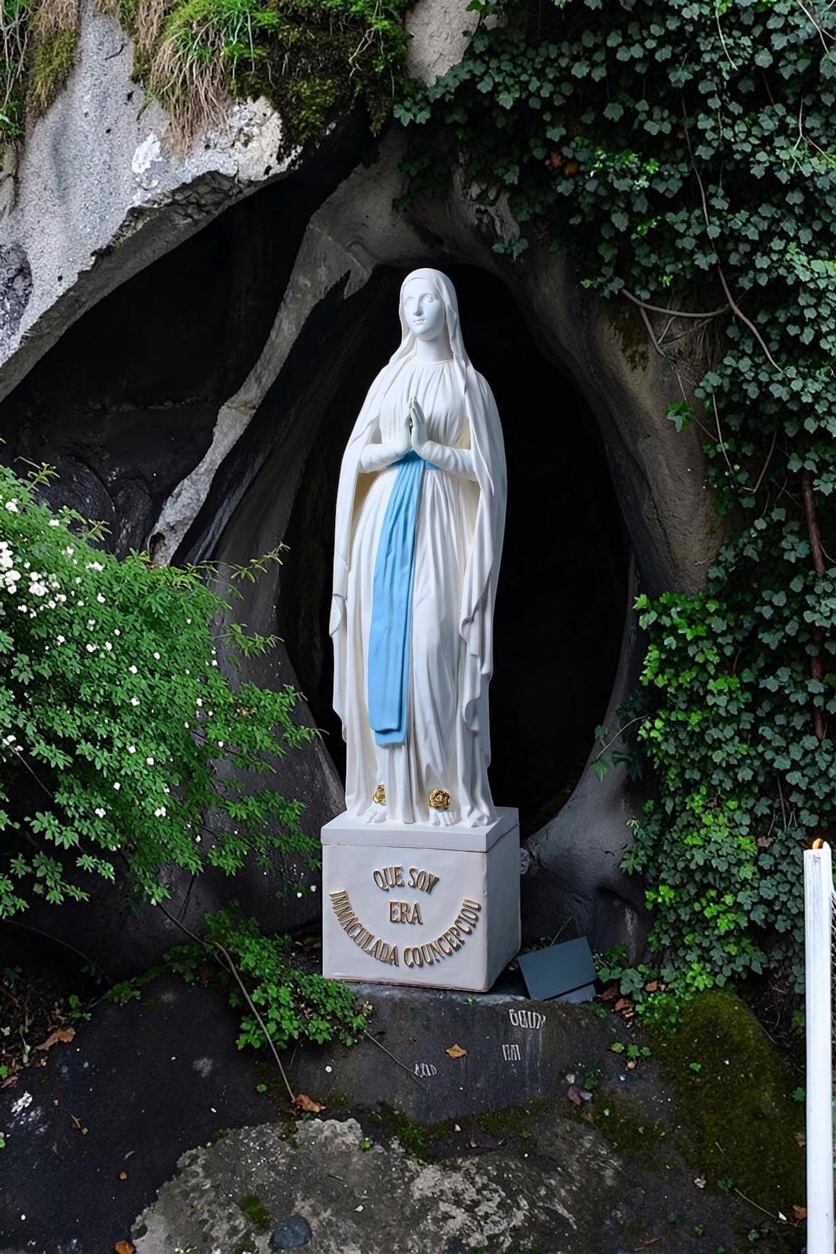 Hand-Painted Our Lady of Lourdes Statue, Catholic Prayer Room Decor (25cm or 60cm)