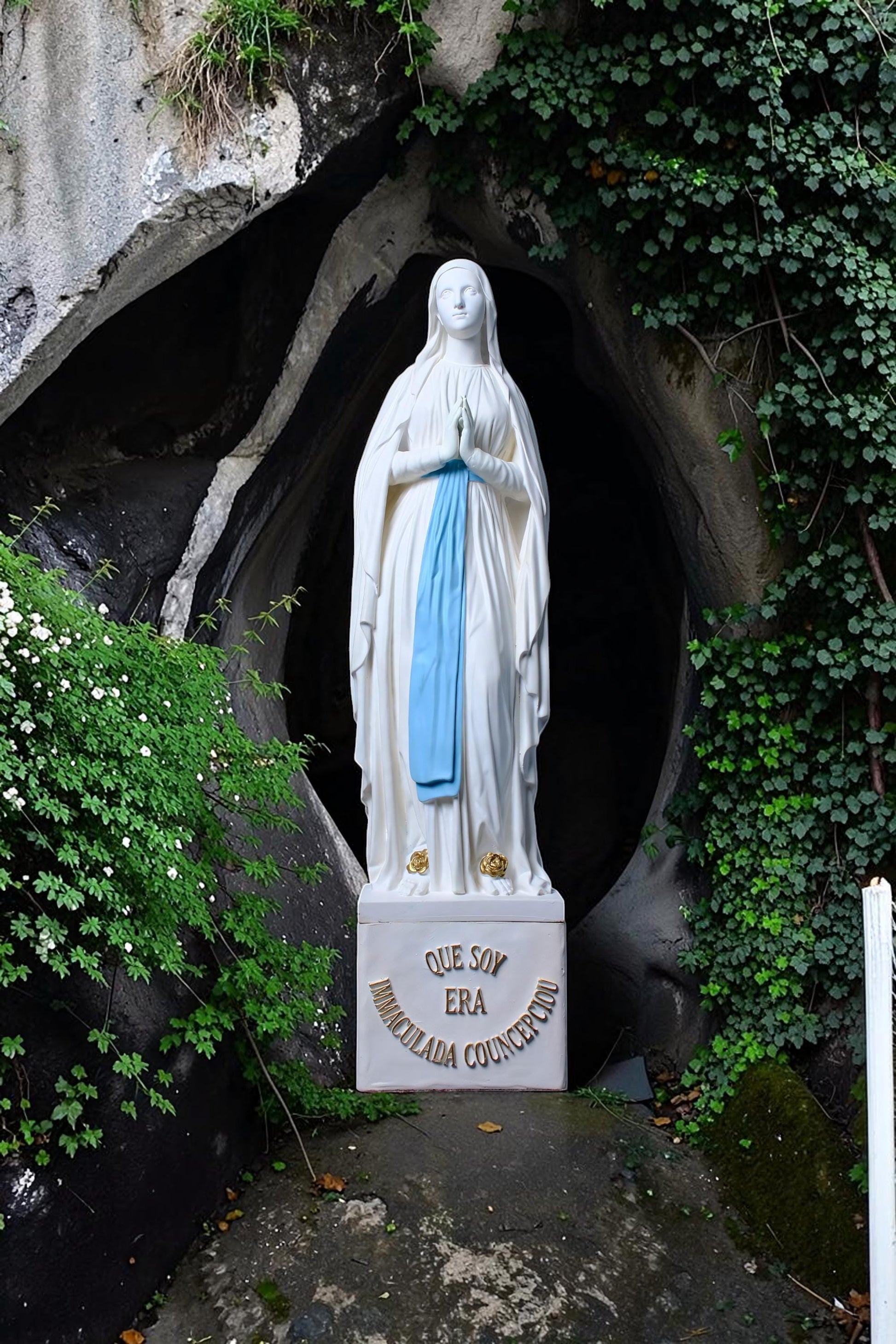 Hand-Painted Our Lady of Lourdes Statue, Catholic Prayer Room Decor (25cm or 60cm)