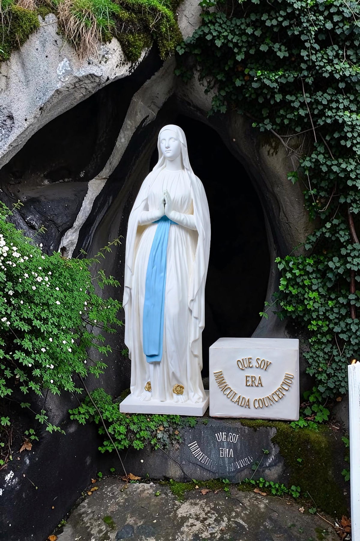 Hand-Painted Our Lady of Lourdes Statue, Catholic Prayer Room Decor (25cm or 60cm)