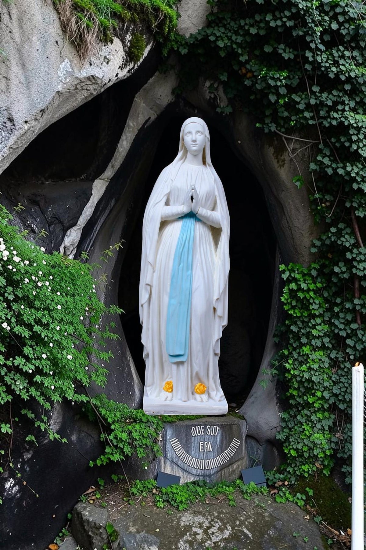 Hand-Painted Our Lady of Lourdes Statue, Catholic Prayer Room Decor (25cm or 60cm)