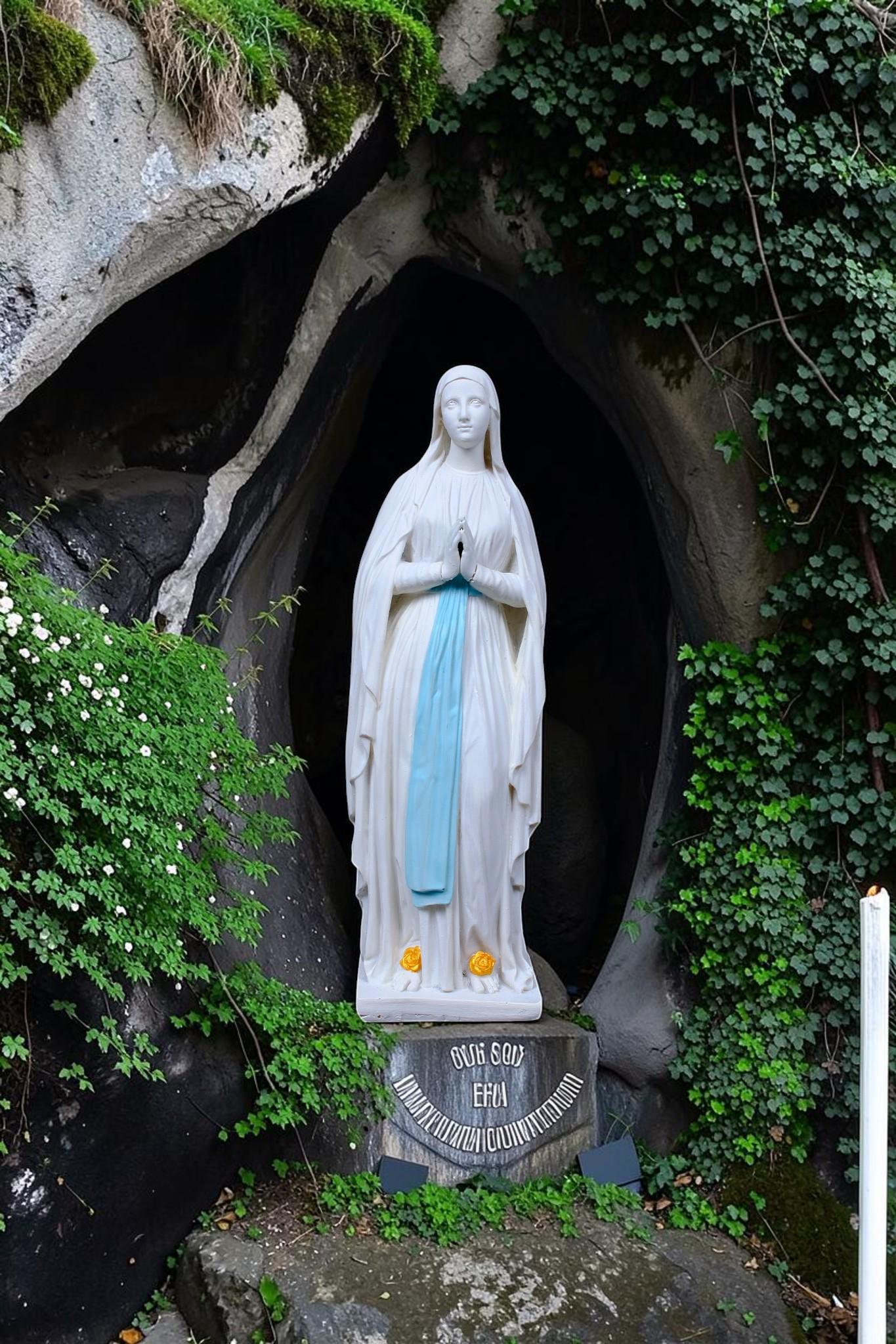 Hand-Painted Our Lady of Lourdes Statue, Catholic Prayer Room Decor (25cm or 60cm)