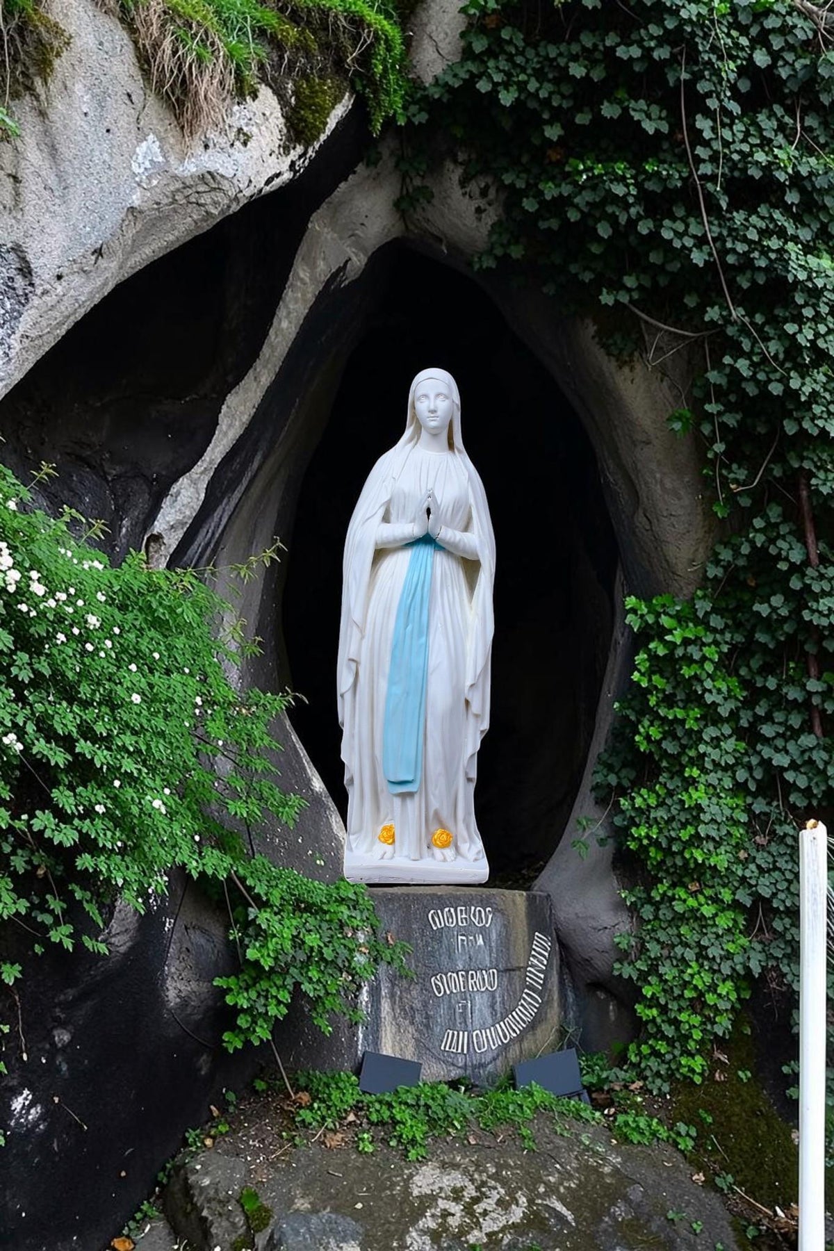 Hand-Painted Our Lady of Lourdes Statue, Catholic Prayer Room Decor (25cm or 60cm)