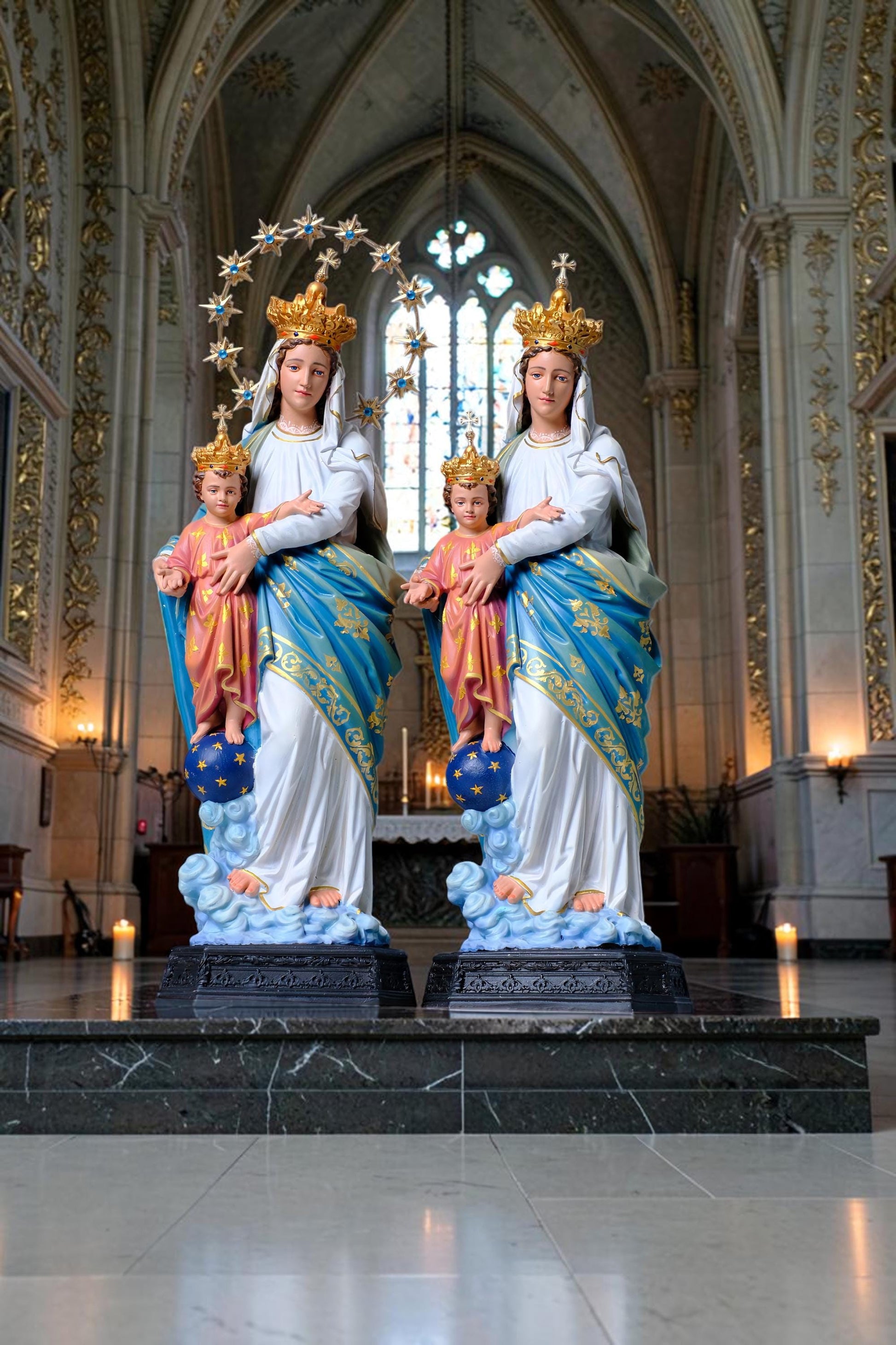 Hand-Painted Our Lady of Victory Statue, 40cm Marian Figurine for Altar Decor