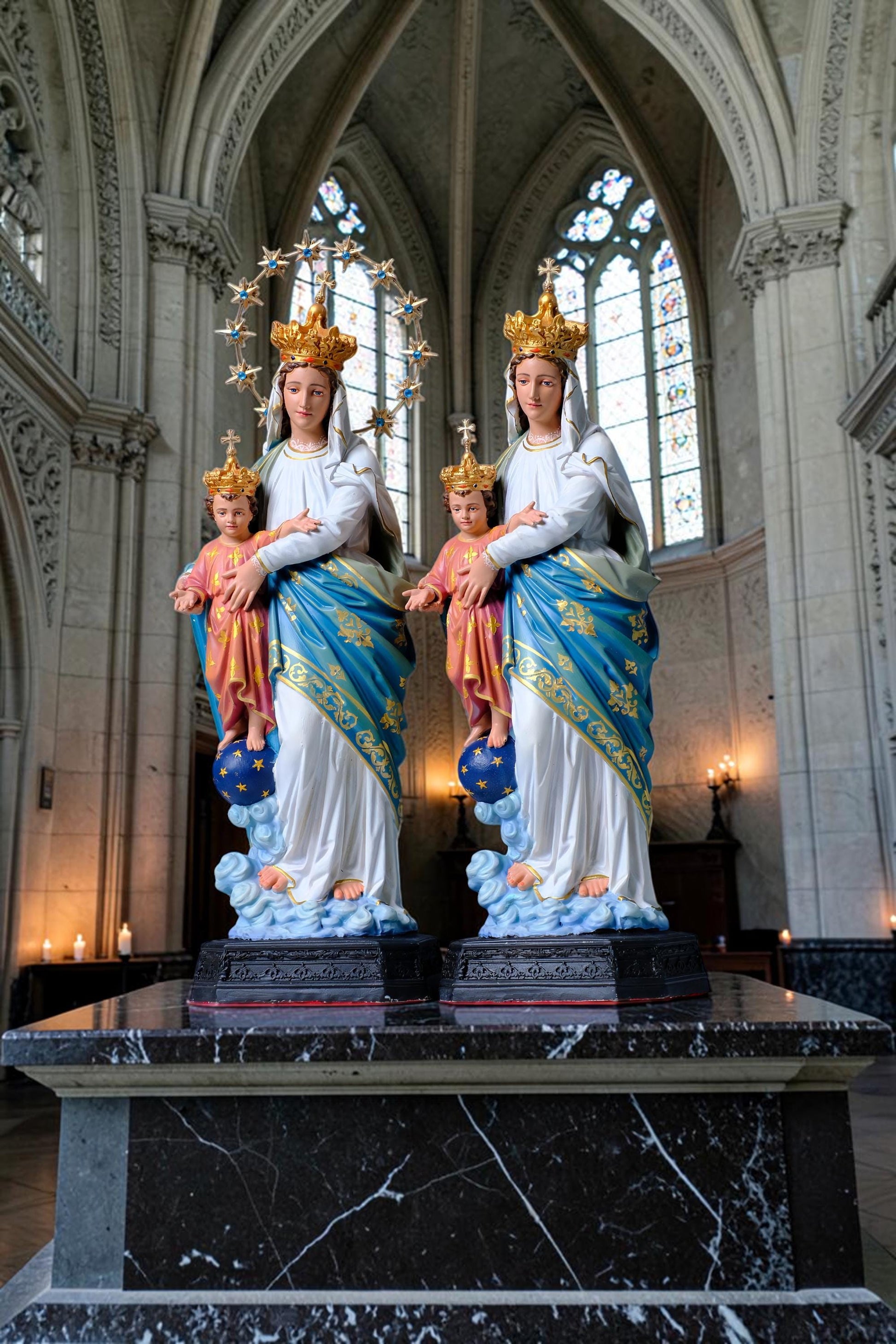 Hand-Painted Our Lady of Victory Statue, 40cm Marian Figurine for Altar Decor