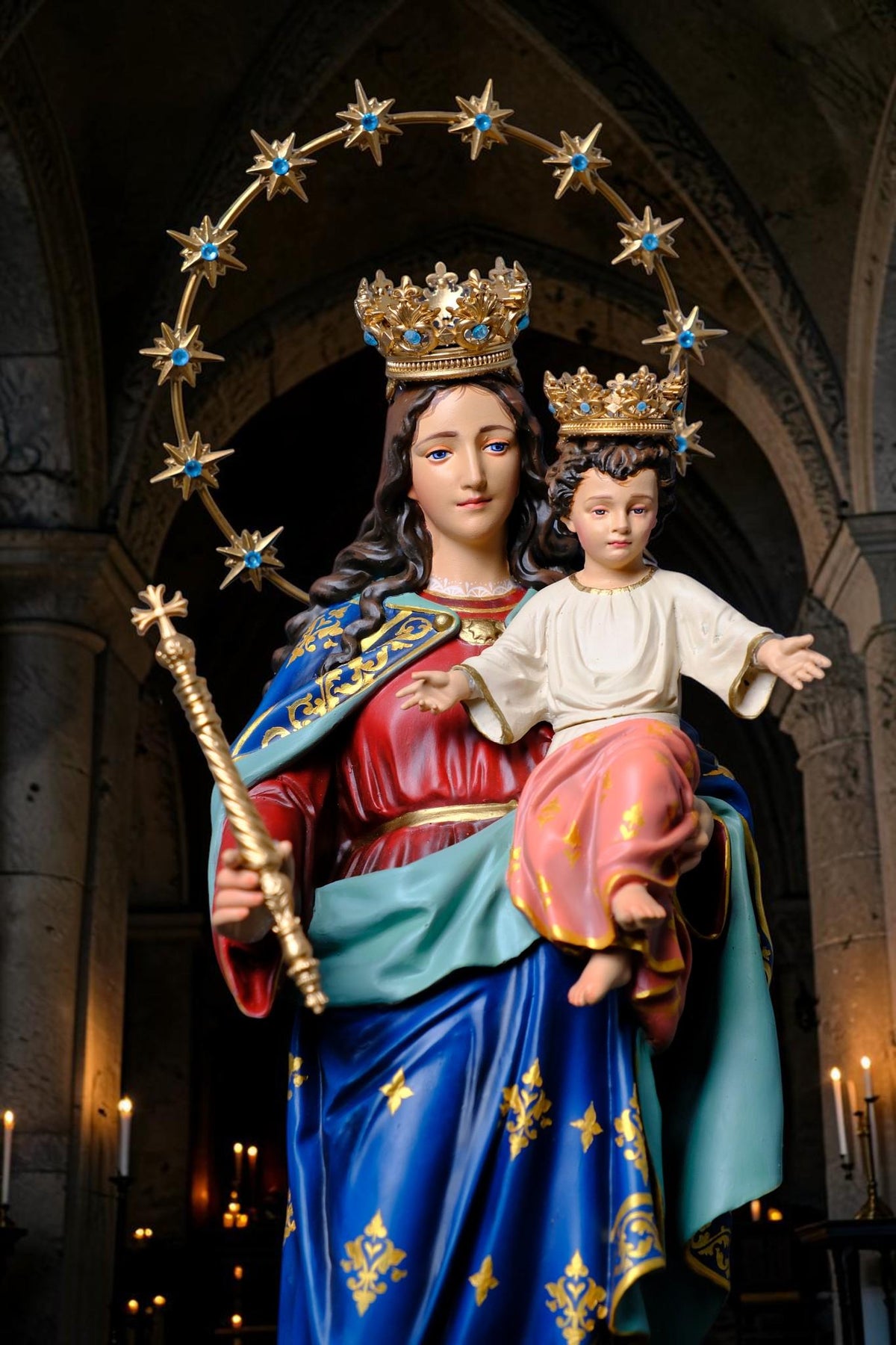 Our Lady Help of Christians Statue, 50cm Virgin Mary with Child Jesus Catholic Decor __etsy:8488037518