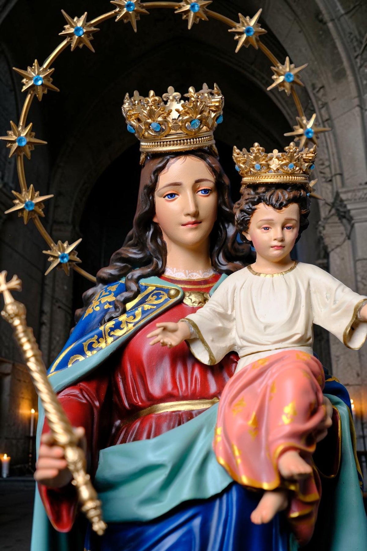 Our Lady Help of Christians Statue, 50cm Virgin Mary with Child Jesus Catholic Decor __etsy:8488037536