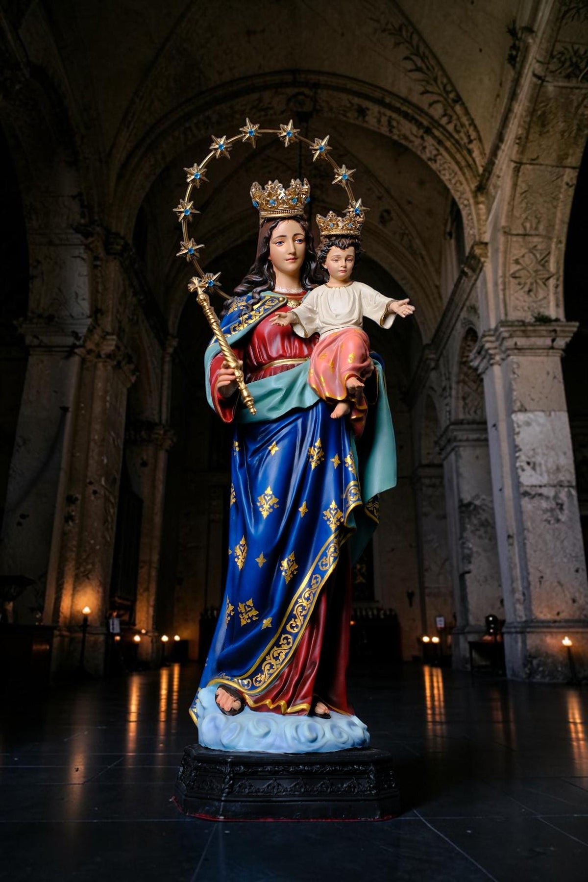 Our Lady Help of Christians Statue, 50cm Virgin Mary with Child Jesus Catholic Decor __etsy:8488040210