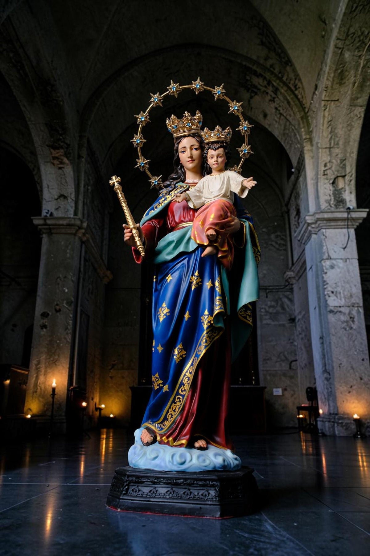 Our Lady Help of Christians Statue, 50cm Virgin Mary with Child Jesus Catholic Decor __etsy:8488040310