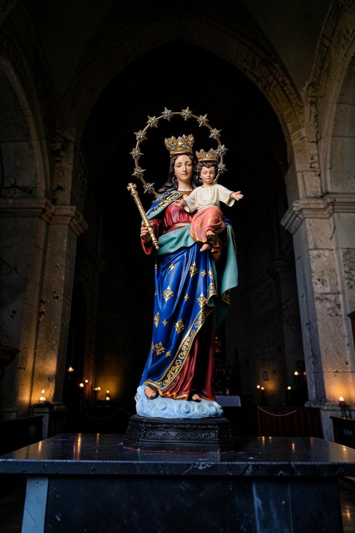 Our Lady Help of Christians Statue, 50cm Virgin Mary with Child Jesus Catholic Decor __etsy:8488040326