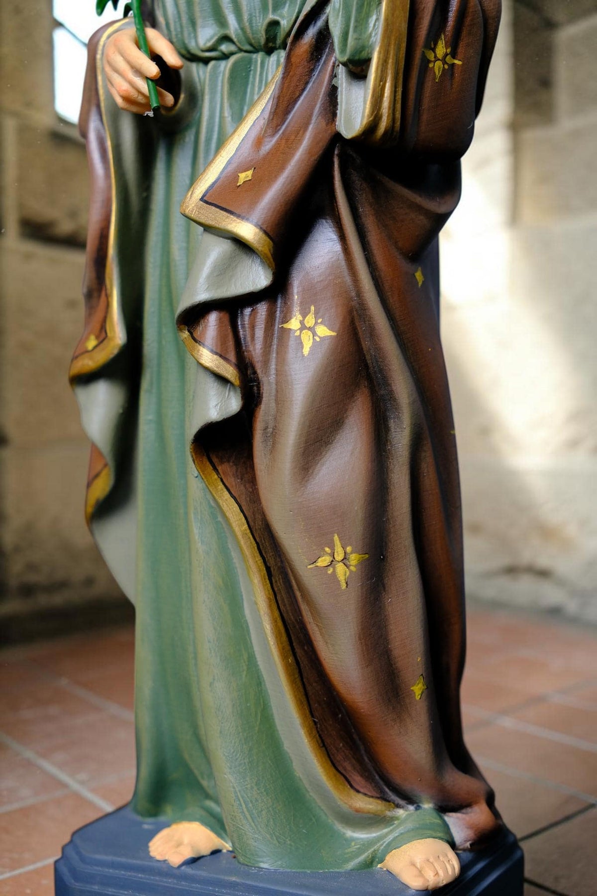 Hand-Painted Saint Joseph the Worker Statue, 30cm Catholic Figurine with Lily, Antique Finish