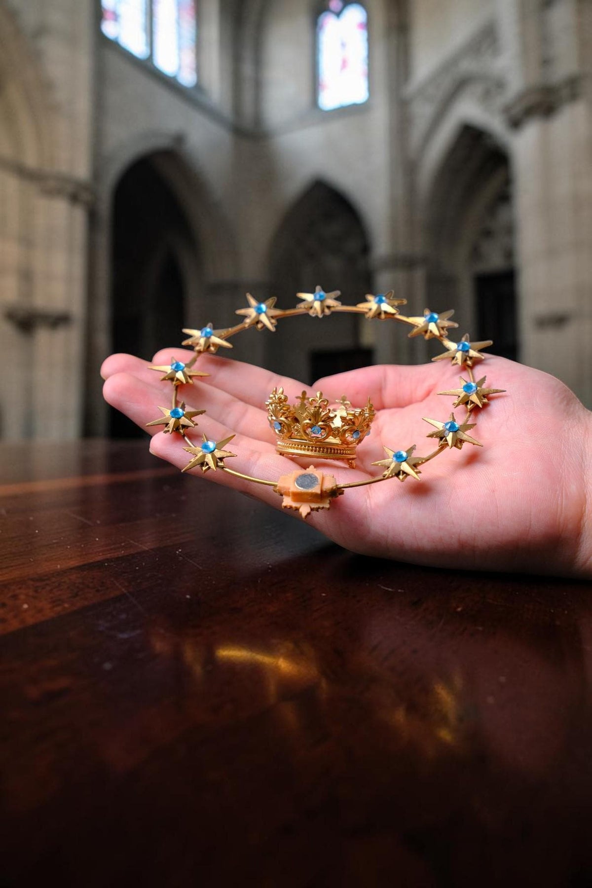 Gold Plated Brass 12 Star Halo, Radiant Rays, Religious Statue Accessory