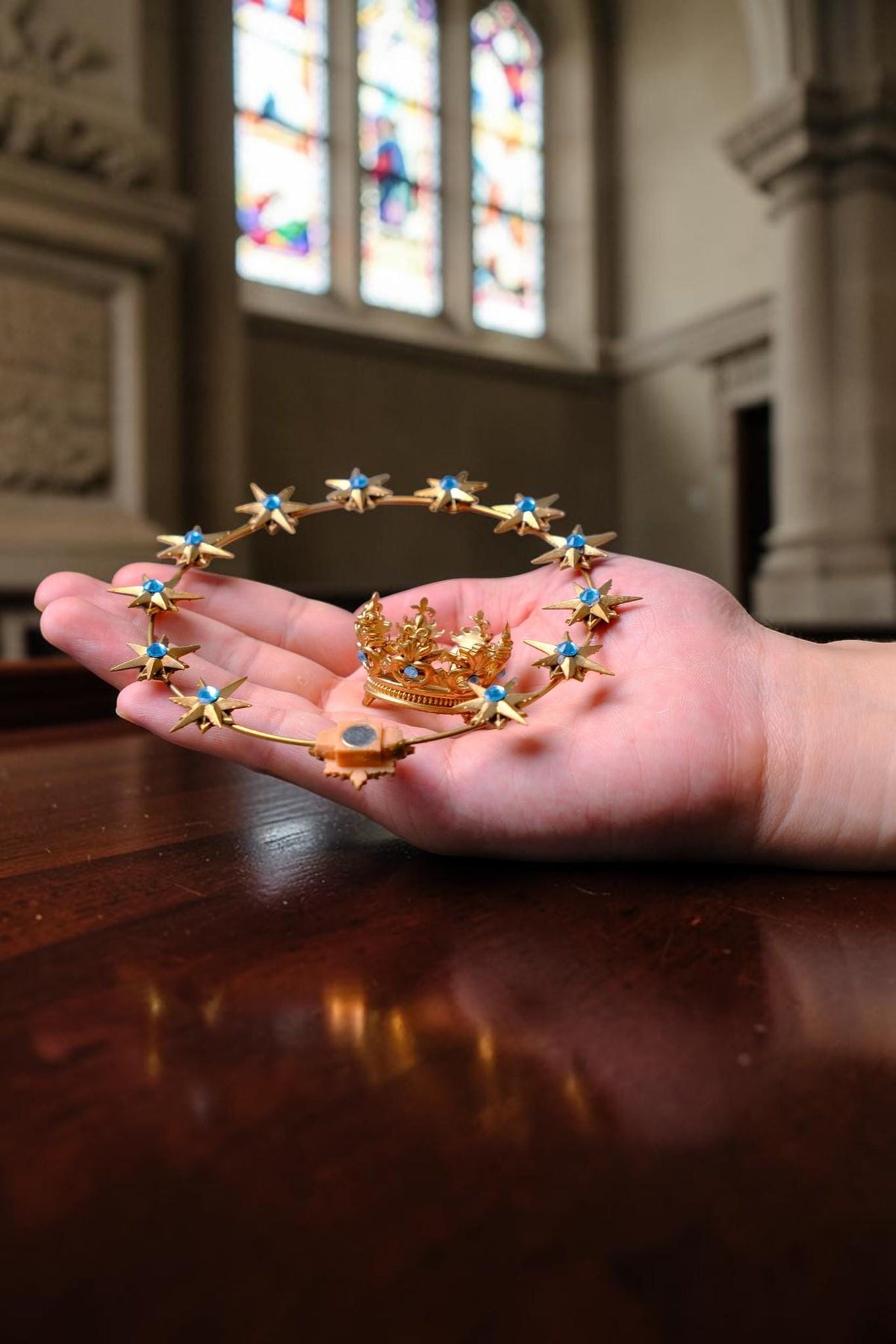 Gold Plated Brass 12 Star Halo, Radiant Rays, Religious Statue Accessory