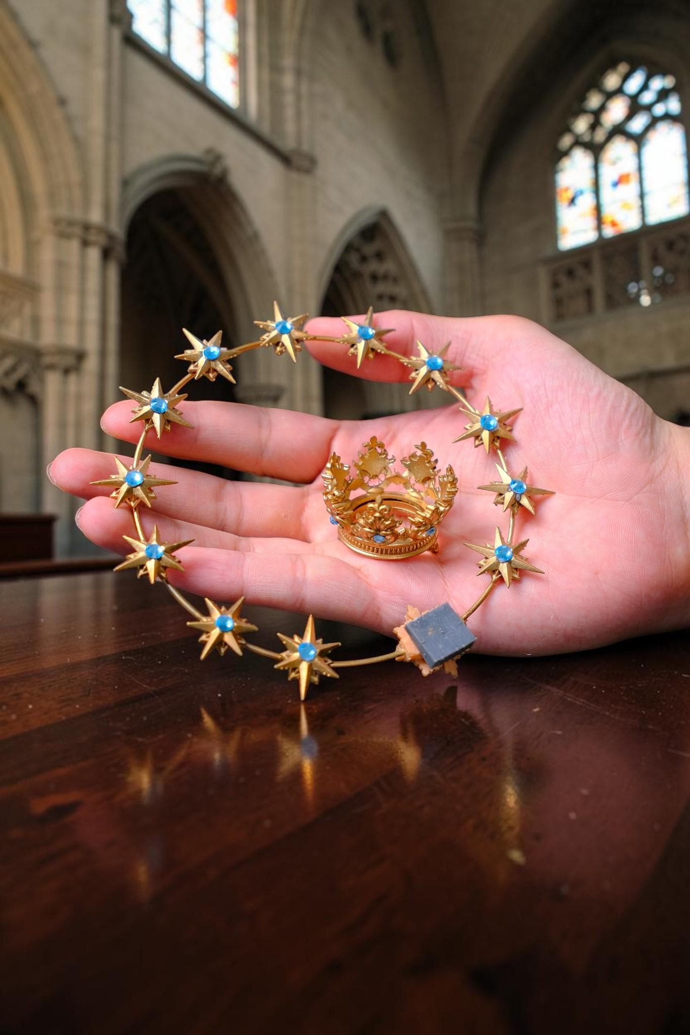 Gold Plated Brass 12 Star Halo, Radiant Rays, Religious Statue Accessory