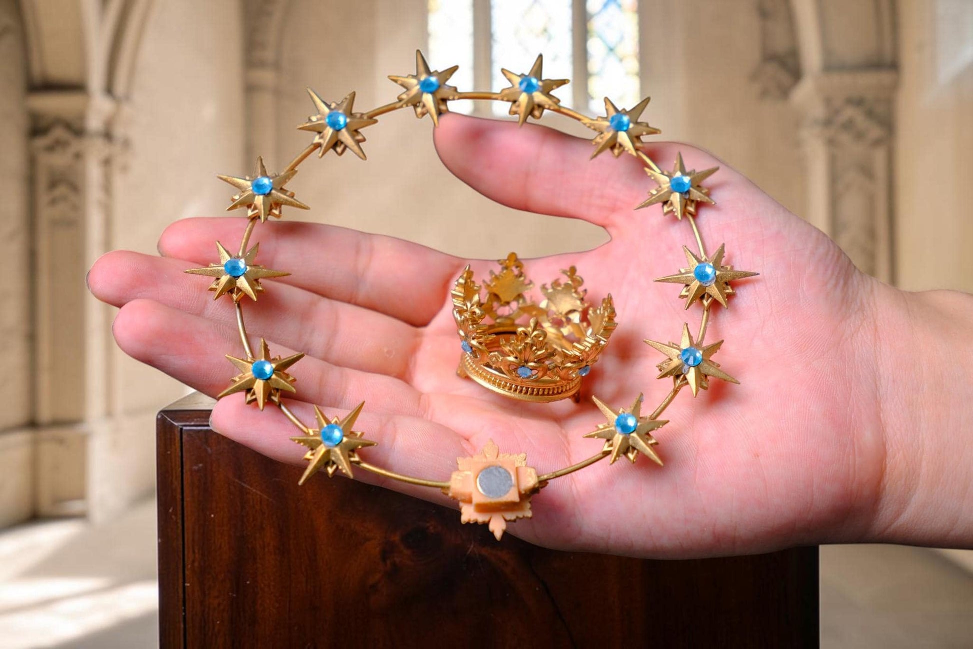 Gold Plated Brass 12 Star Halo, Radiant Rays, Religious Statue Accessory