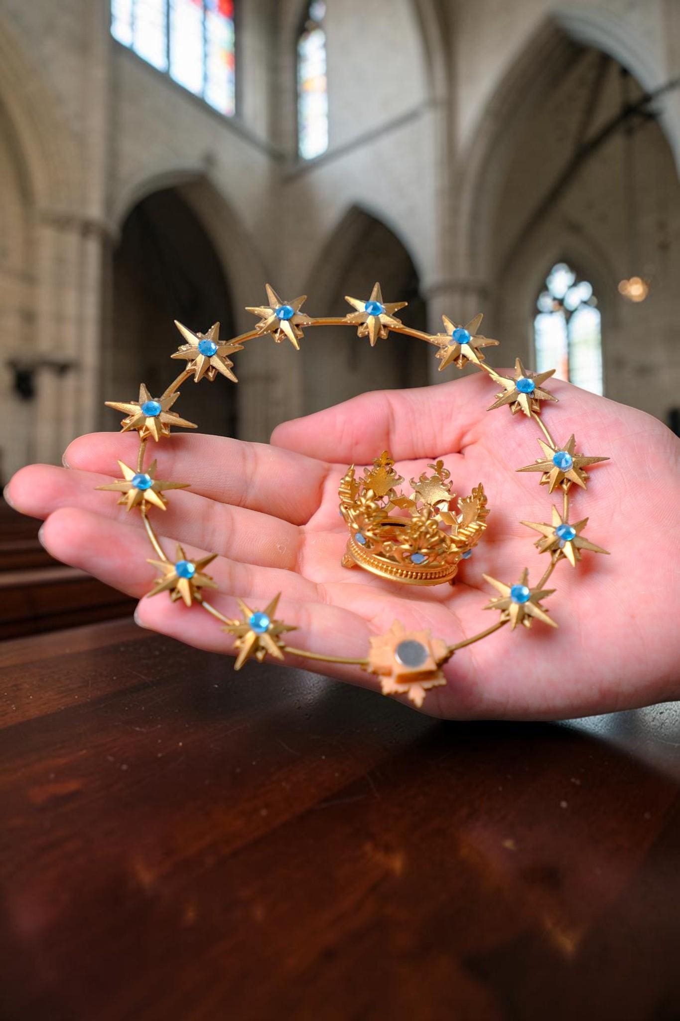 Gold Plated Brass 12 Star Halo, Radiant Rays, Religious Statue Accessory
