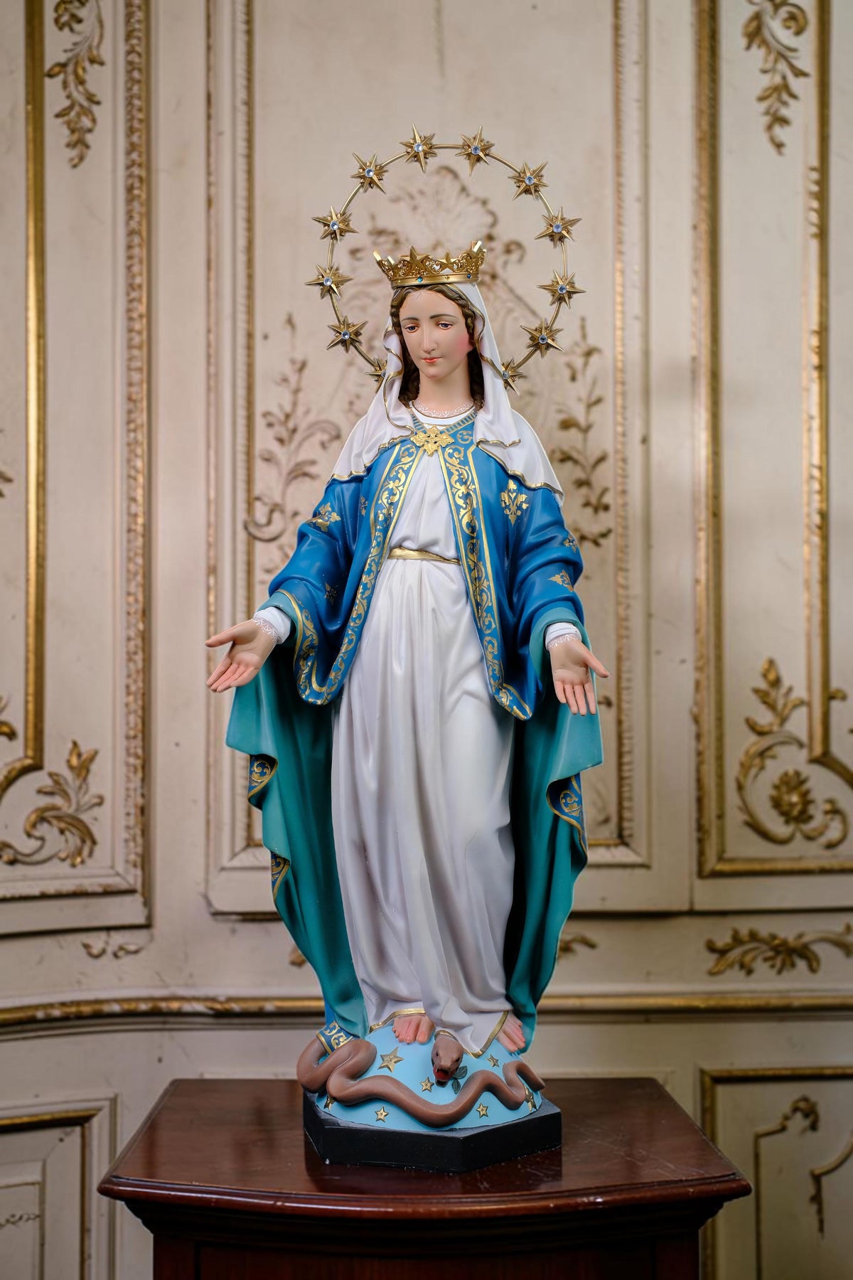 Hand-Painted Our Lady of Grace Statue, Catholic Home Altar Decor (40cm/60cm)