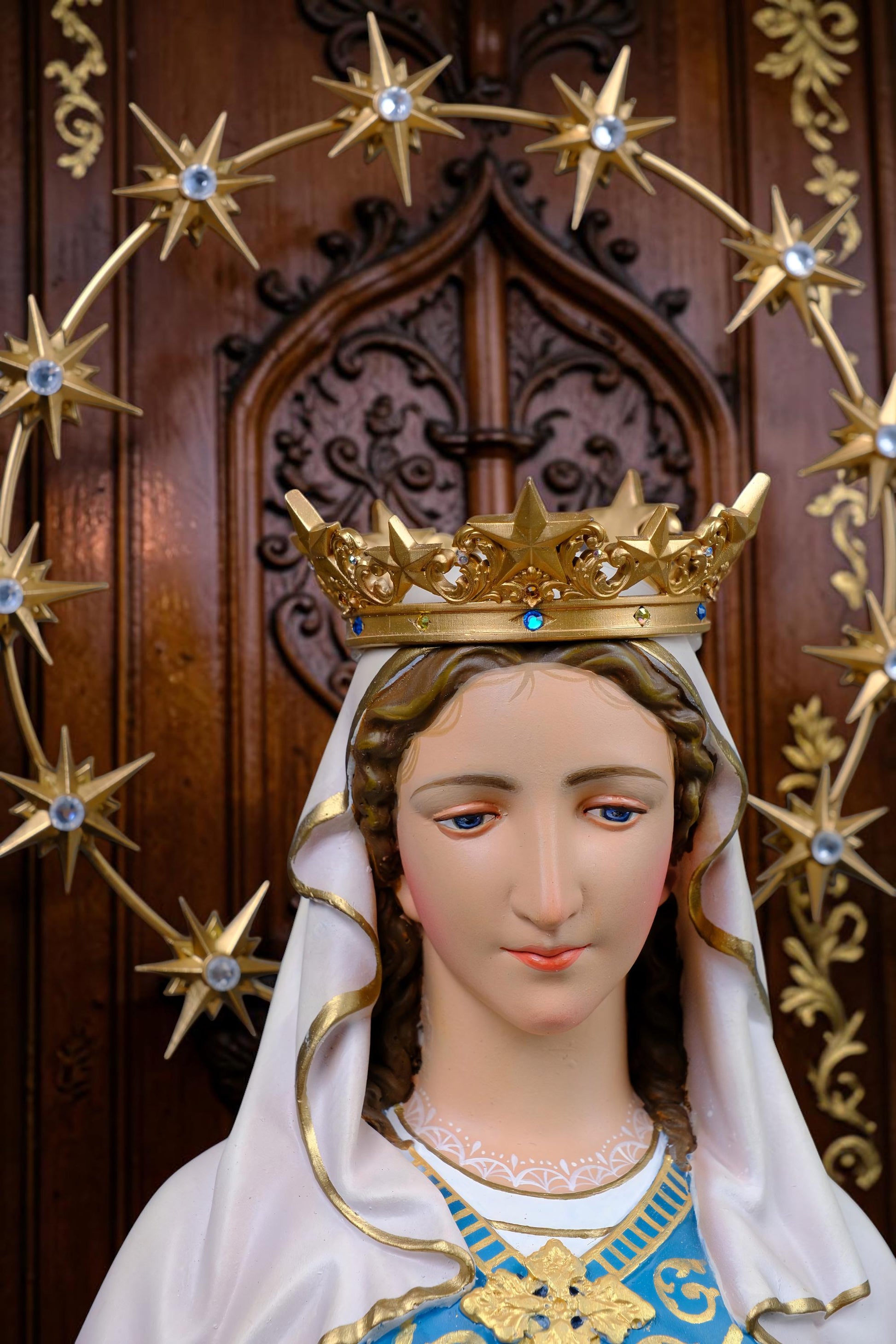 Hand-Painted Our Lady of Grace Statue, Catholic Home Altar Decor (40cm/60cm)