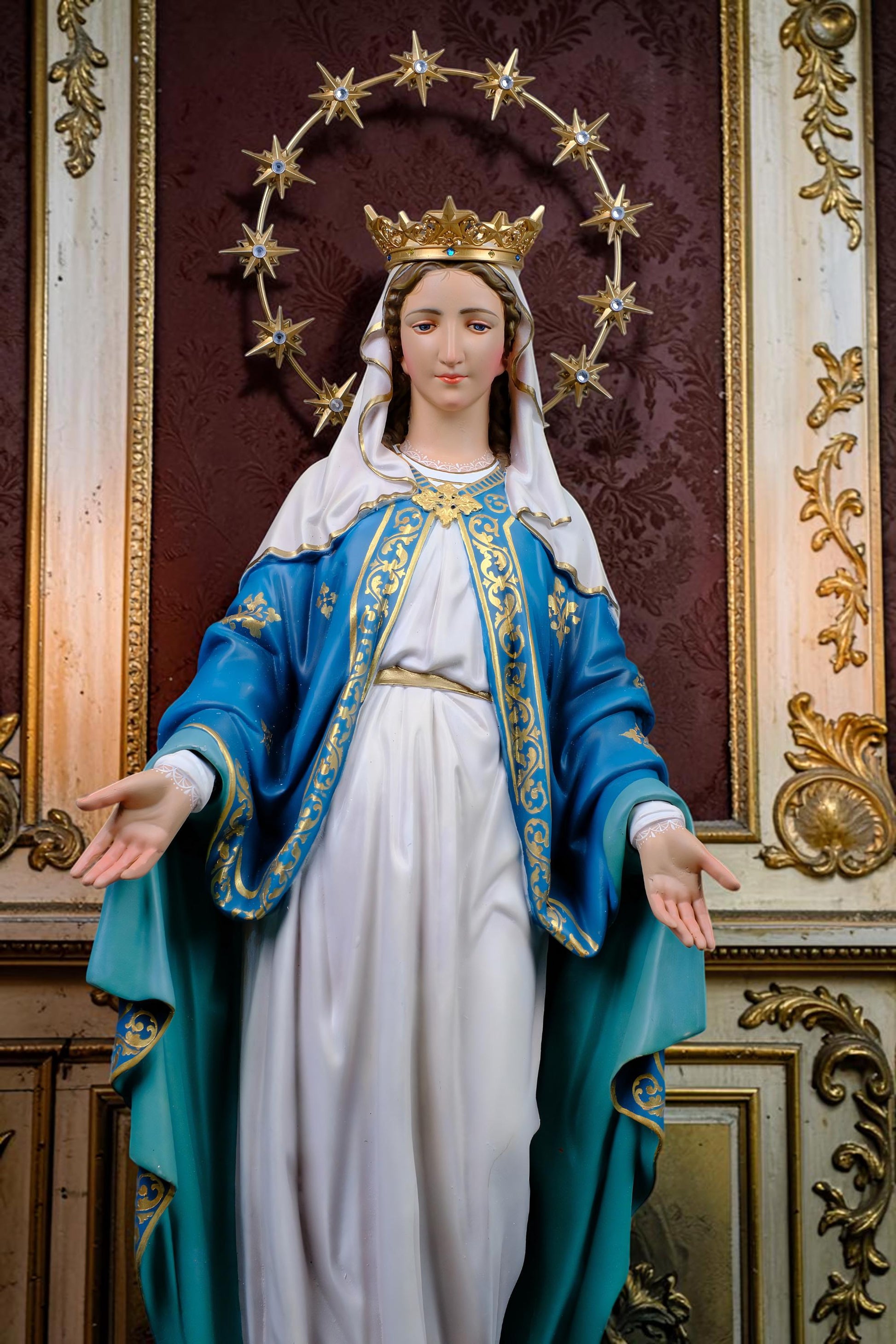 Hand-Painted Our Lady of Grace Statue, Catholic Home Altar Decor (40cm/60cm)