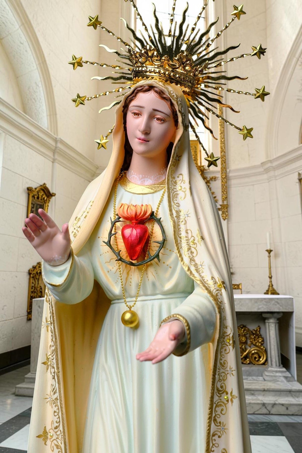 Our Lady of Fatima Statue 40cm, Fatima Queen Catholic Statue, Virgin Mary Statue, Hand Painted Marian Decor, Catholic Gift, Home Altar