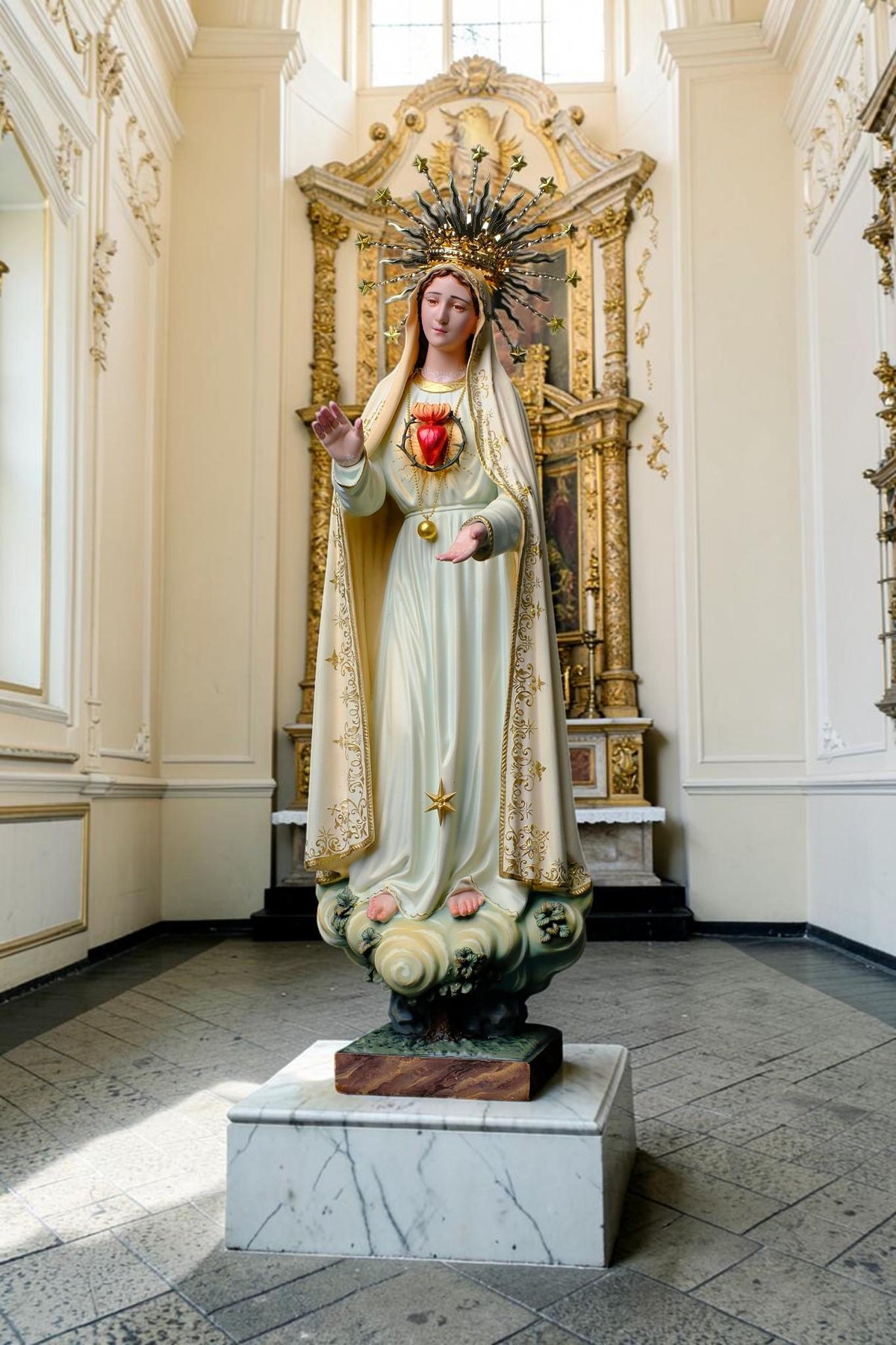 Our Lady of Fatima Statue 40cm, Fatima Queen Catholic Statue, Virgin Mary Statue, Hand Painted Marian Decor, Catholic Gift, Home Altar