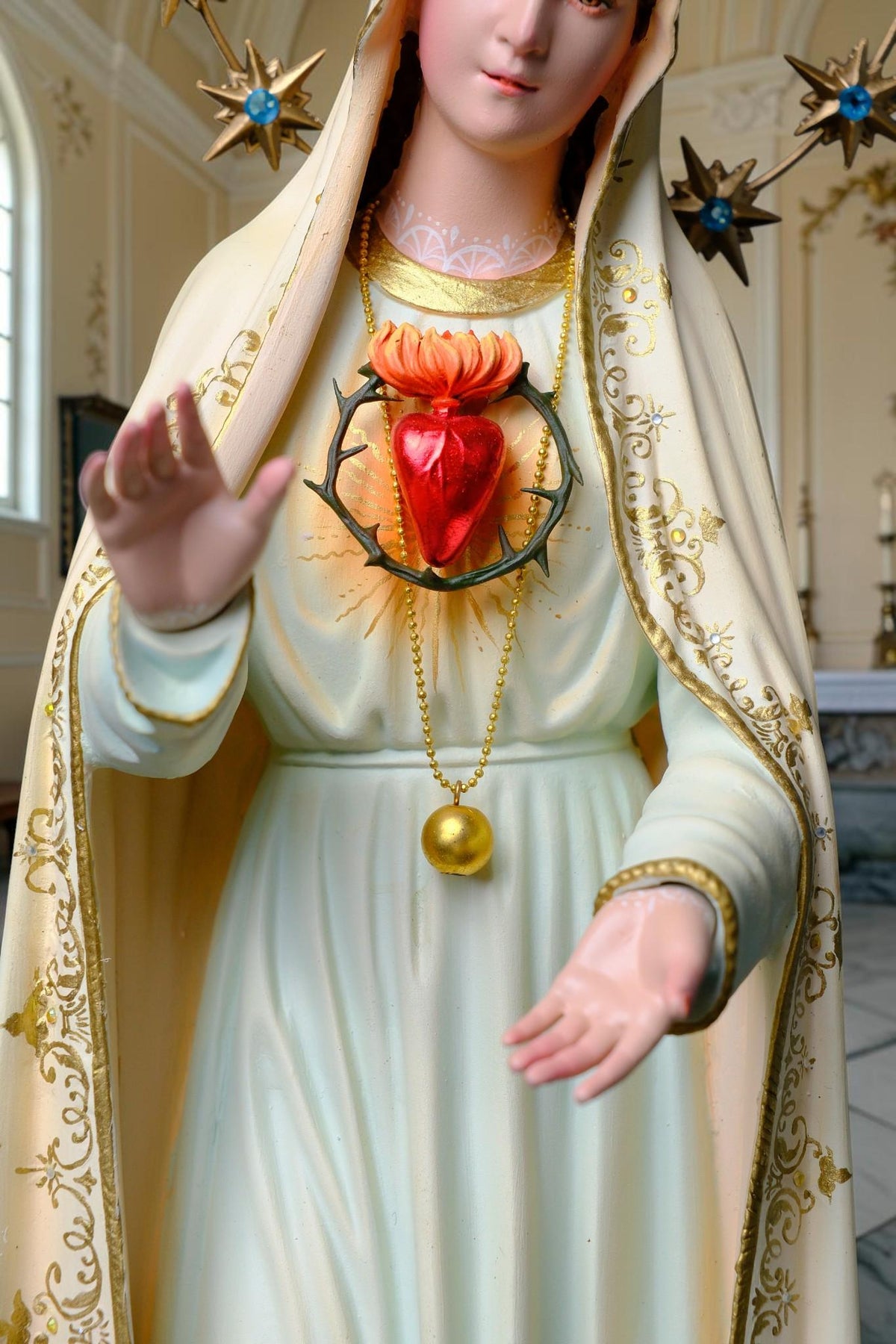 Our Lady of Fatima Statue 40cm, Fatima Queen Catholic Statue, Virgin Mary Statue, Hand Painted Marian Decor, Catholic Gift, Home Altar