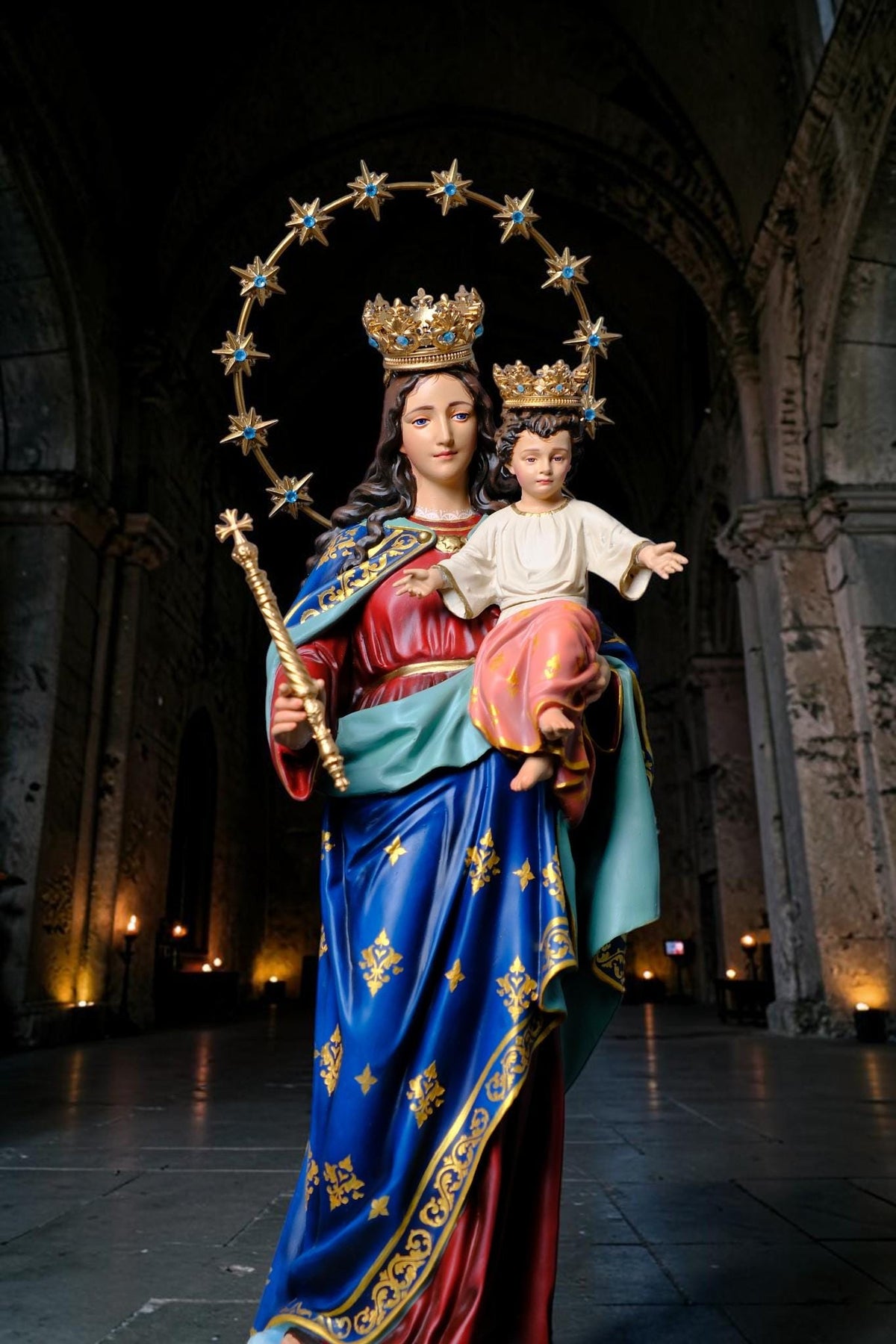 Our Lady Help of Christians Statue, 50cm Virgin Mary with Child Jesus Catholic Decor __etsy:8535934507